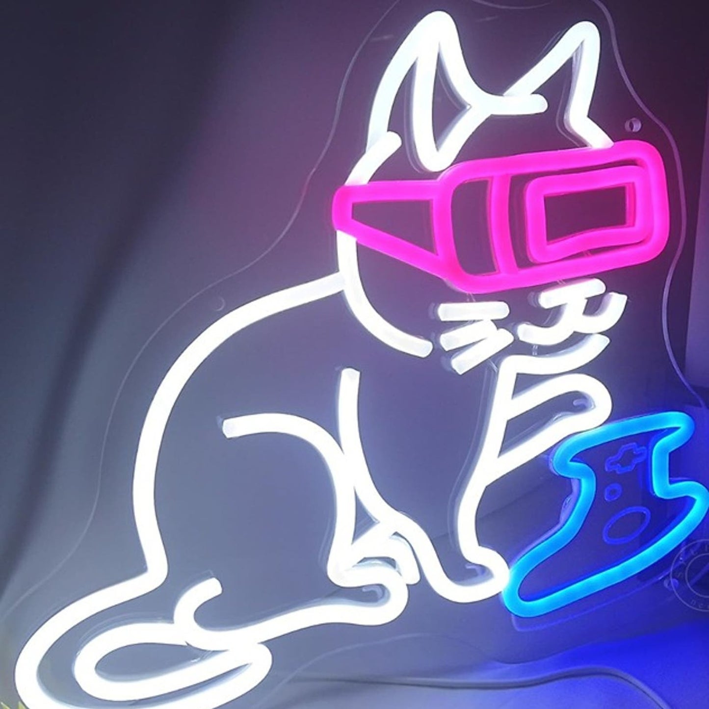 Fun Bright Kitty Cat Play VR Video Game LED Night Light Room Wall Decor