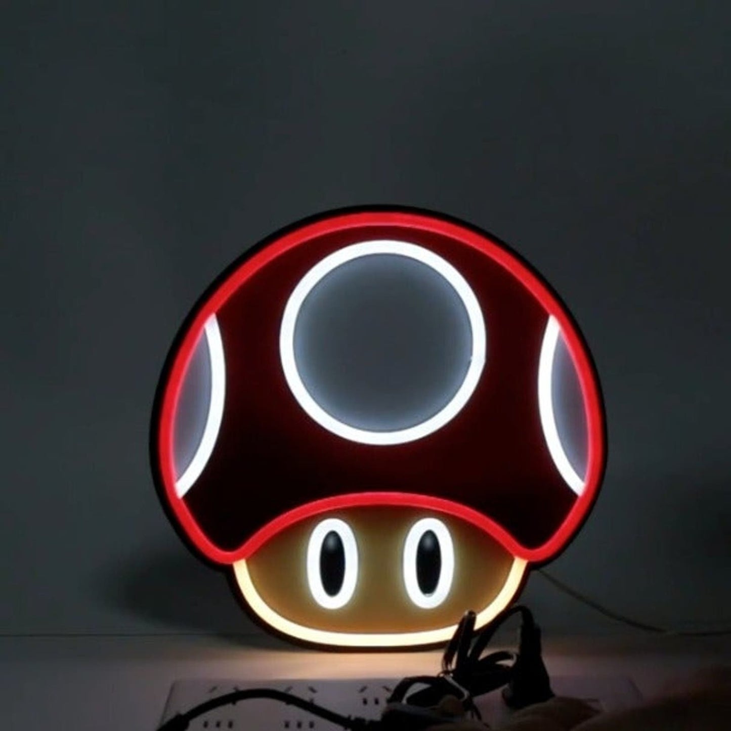 Fun Bright Red Super Mario Power Up Mushroom LED Night Light