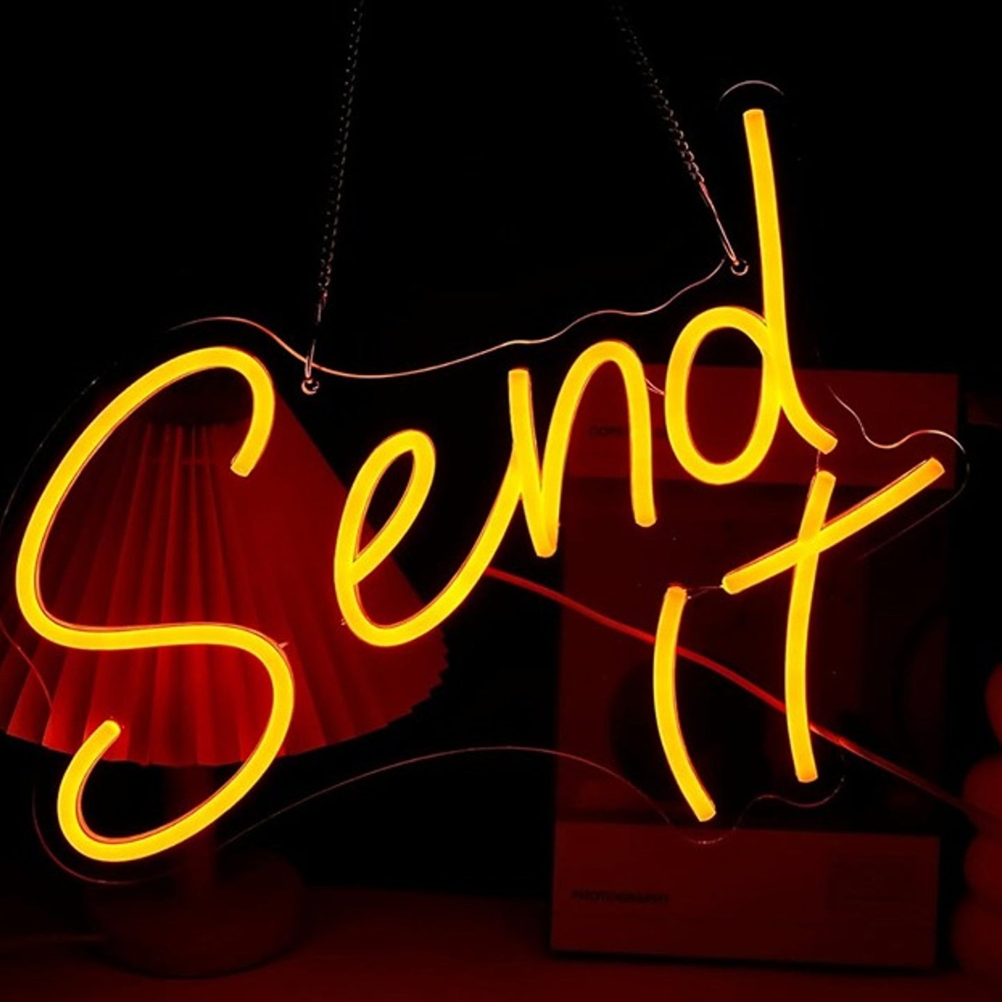Fun Bright Warm Orange “Send It” LED Night Light Room Wall Decoration