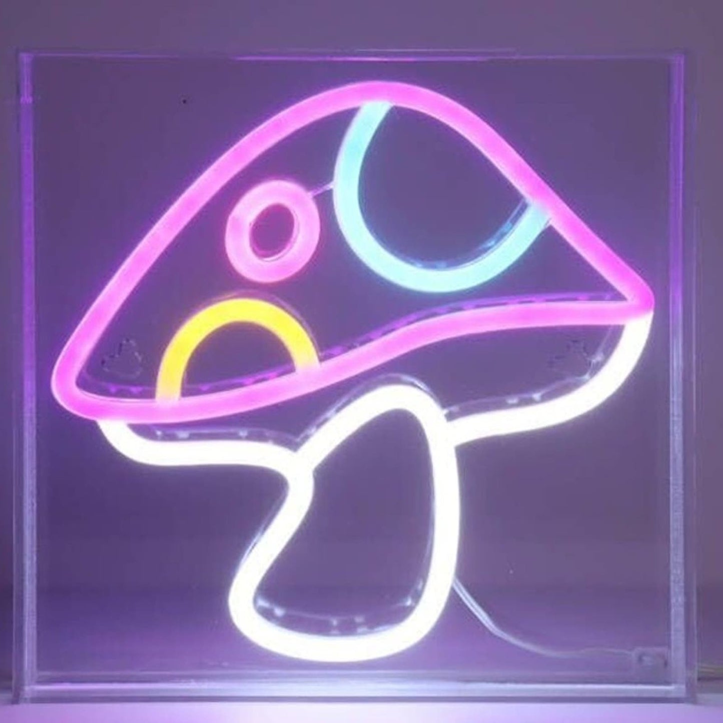 Fun Bright Purple Spotted Mushroom LED Night Light Room Wall Decoration