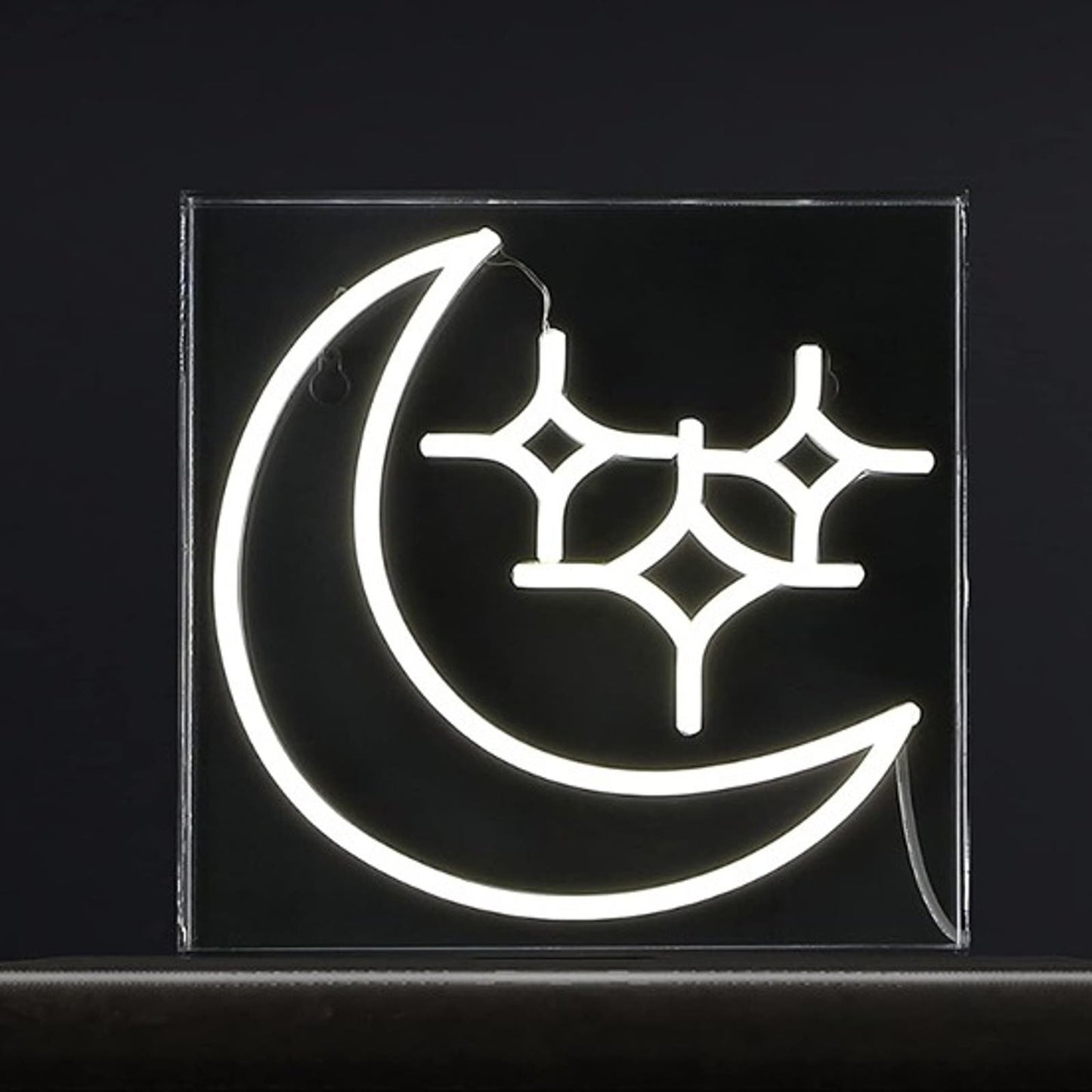 Lovely Bright White Moon and Stars LED Night Light Box Room Wall Decor
