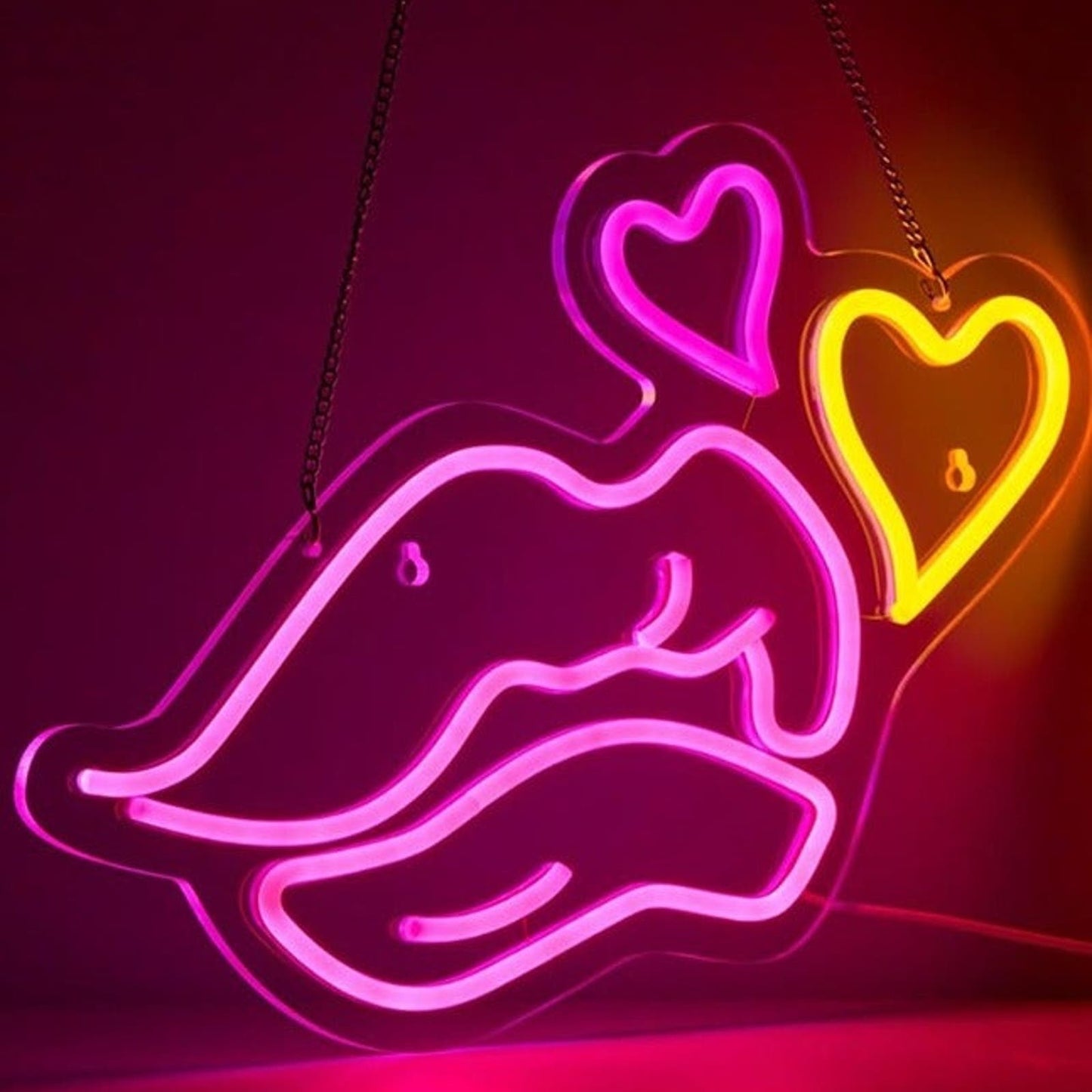 Fun Bright Pink Lips and Hearts LED Night Light Room Wall Decor