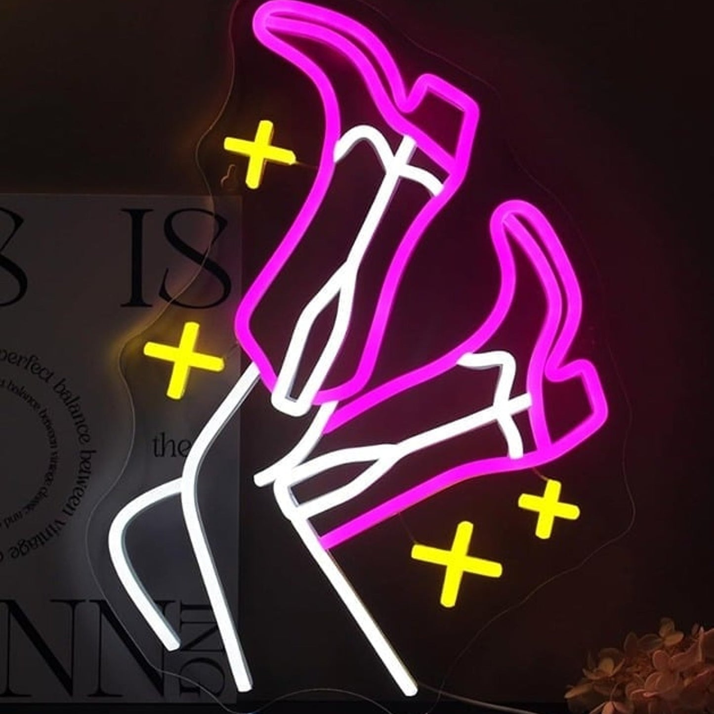 Fun Bright Cowgirl Boots and Stars LED Night Light Room Wall Decoration