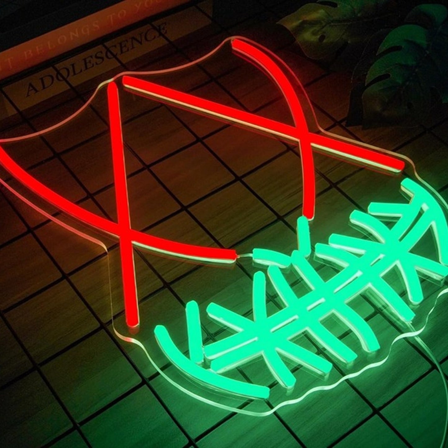 Fun Bright Red X Eye Neon Mask LED Night Light Room Wall Decoration