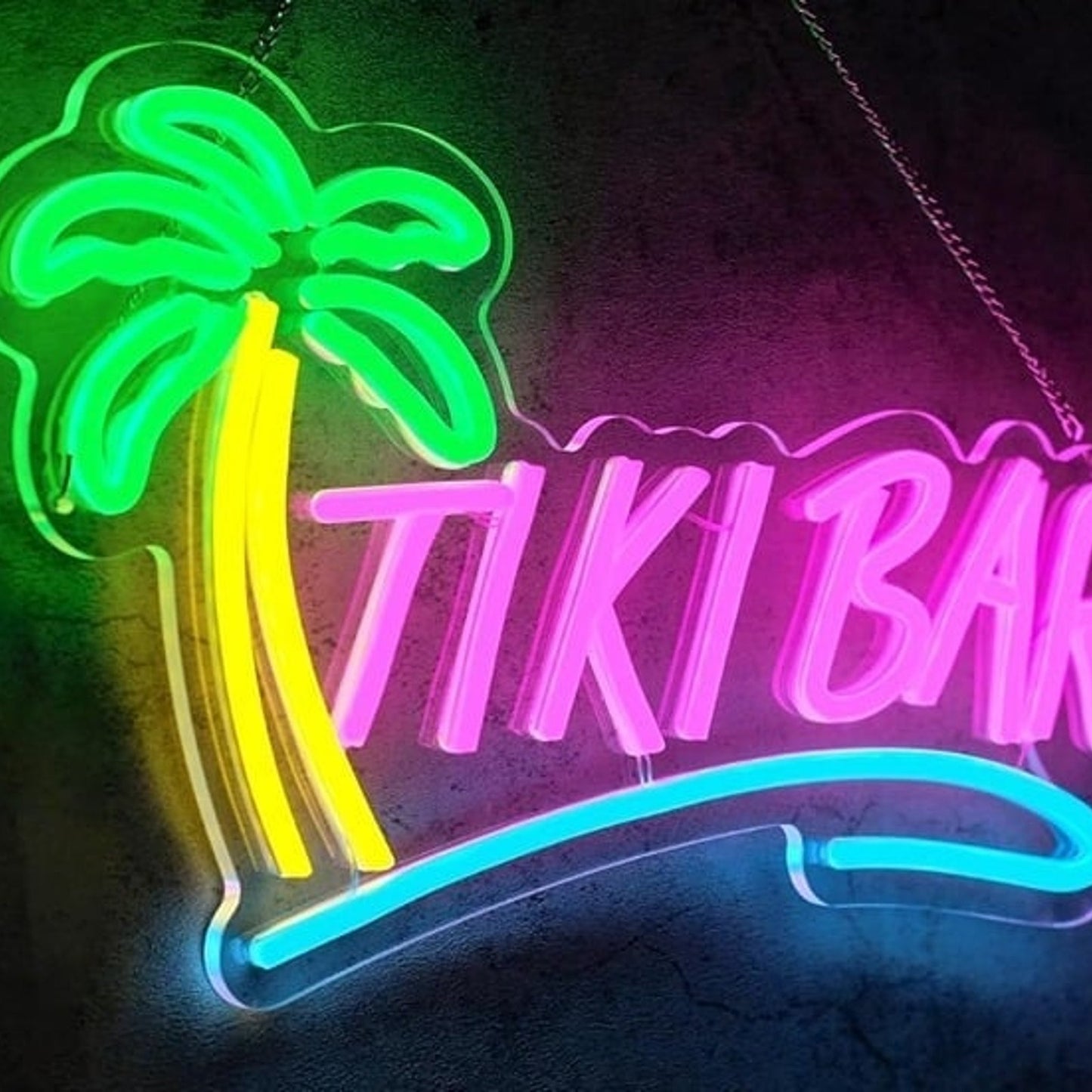 Lovely Vivid Bright Tiki Bar Palm Tree Sign LED Night Light Bar Party Decoration
