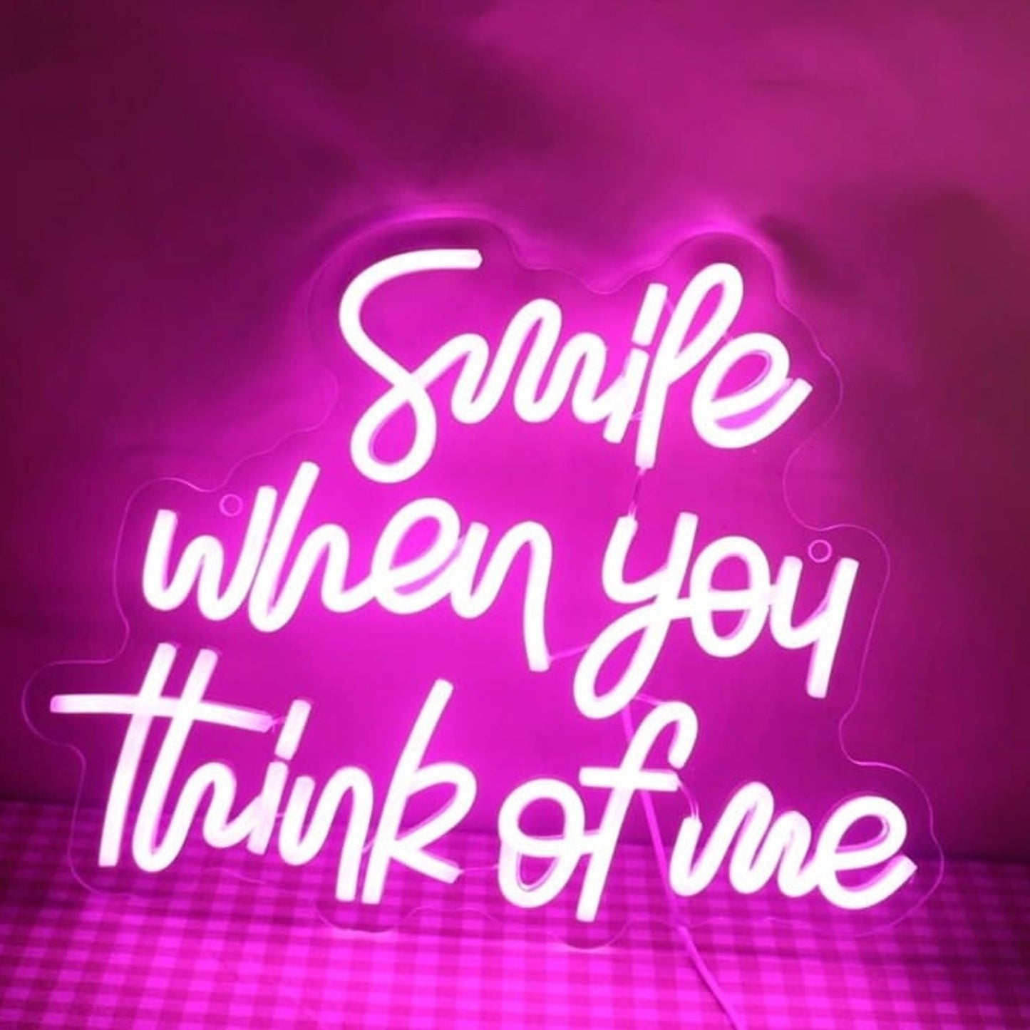 Lovely Bright Pink “Smile When You Think of Me” LED Night Light Room Wall Decor