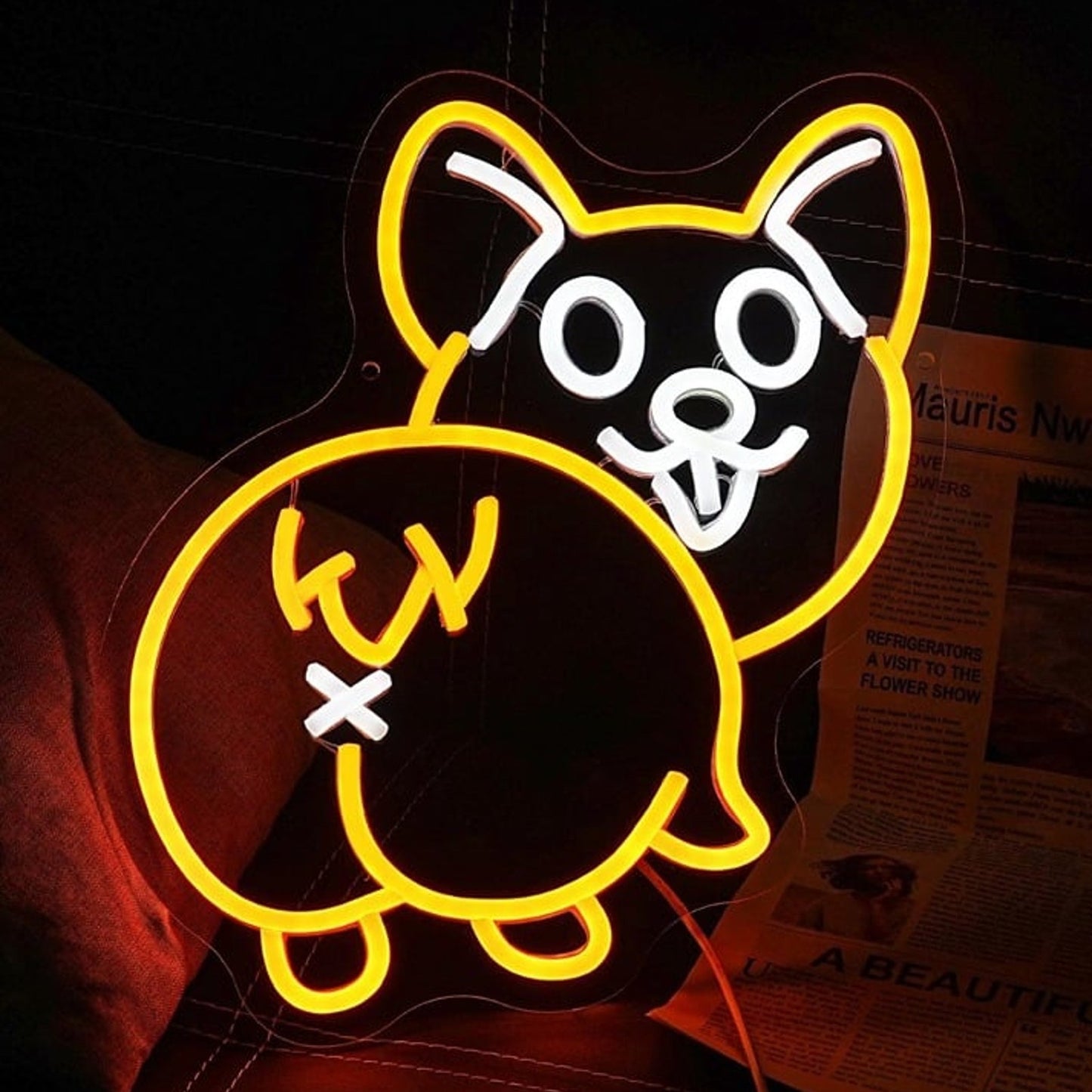 Funny Bright Corgi Booty Puppy Dog LED Night Light Room Wall Decor
