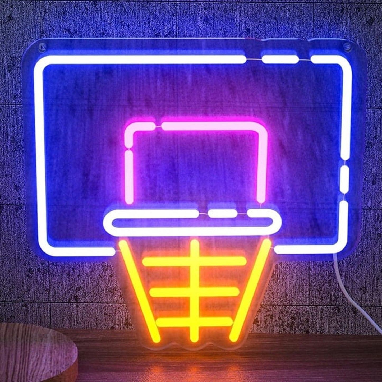 Fun Vivid Bright Blue Basketball Goal LED Night Light NBA Sport Game Room Decor