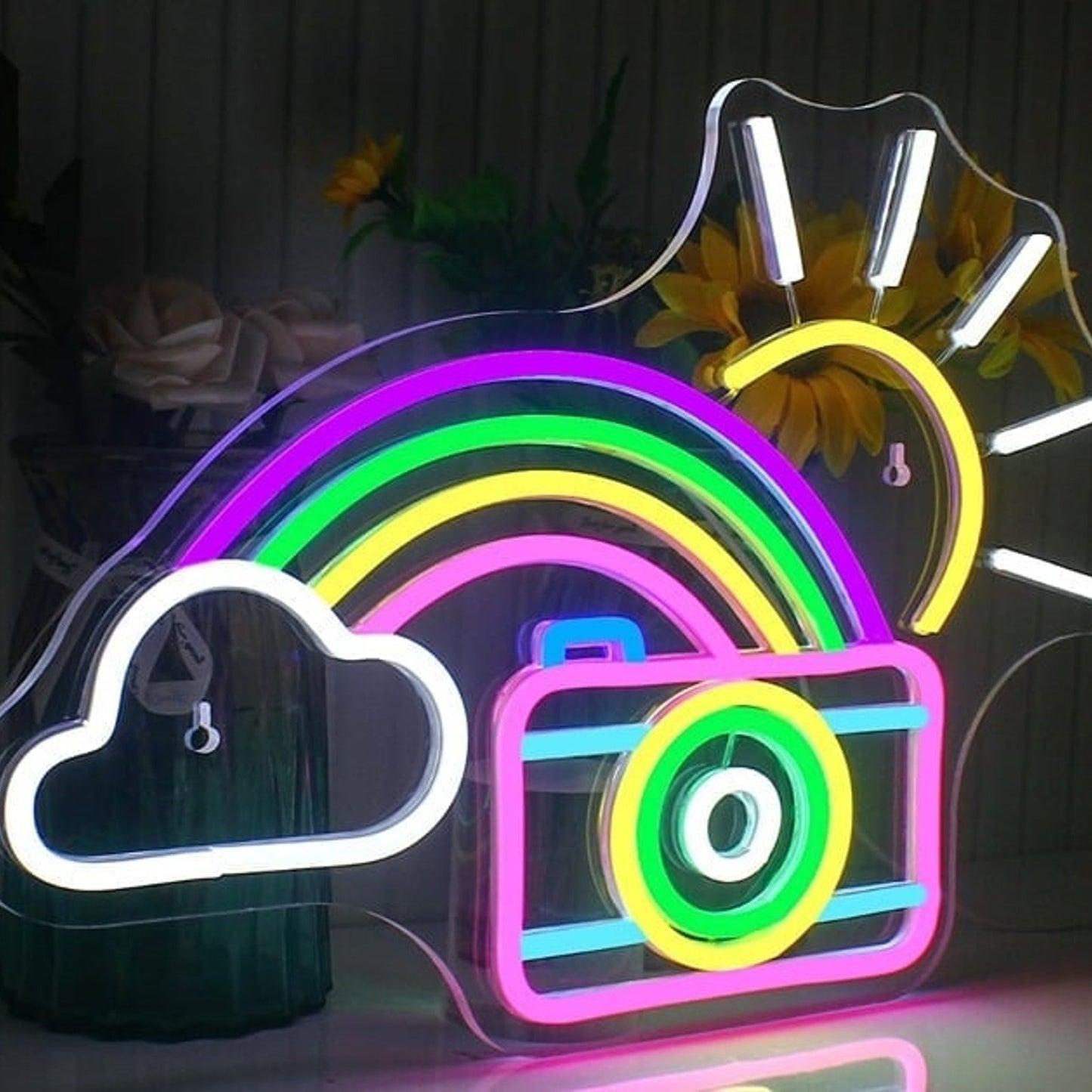 Lovely Bright Rainbow, Camera, Cloud & Sun LED Night Light Room Wall Decoration