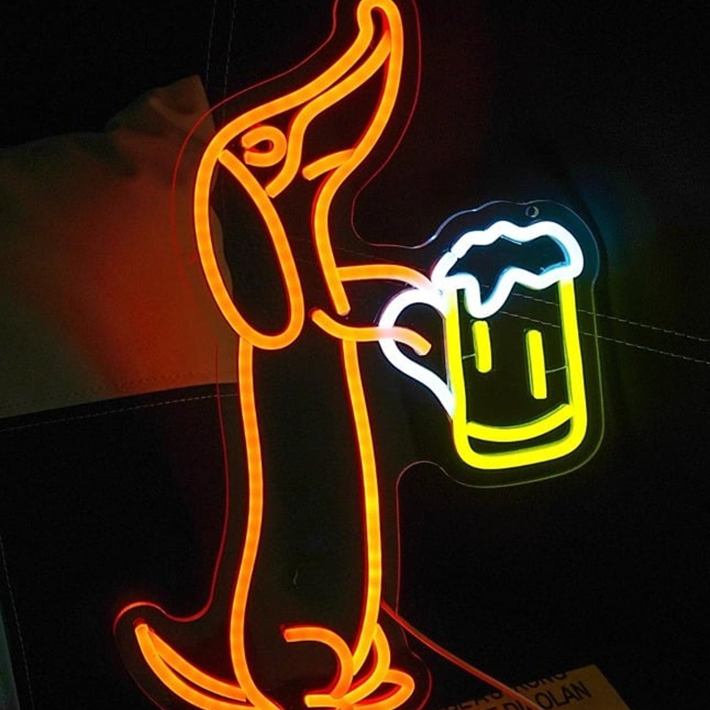 Fun Bright Weiner Puppy Dog Dachshund with a Jug of Beer Light Bar Wall Decor
