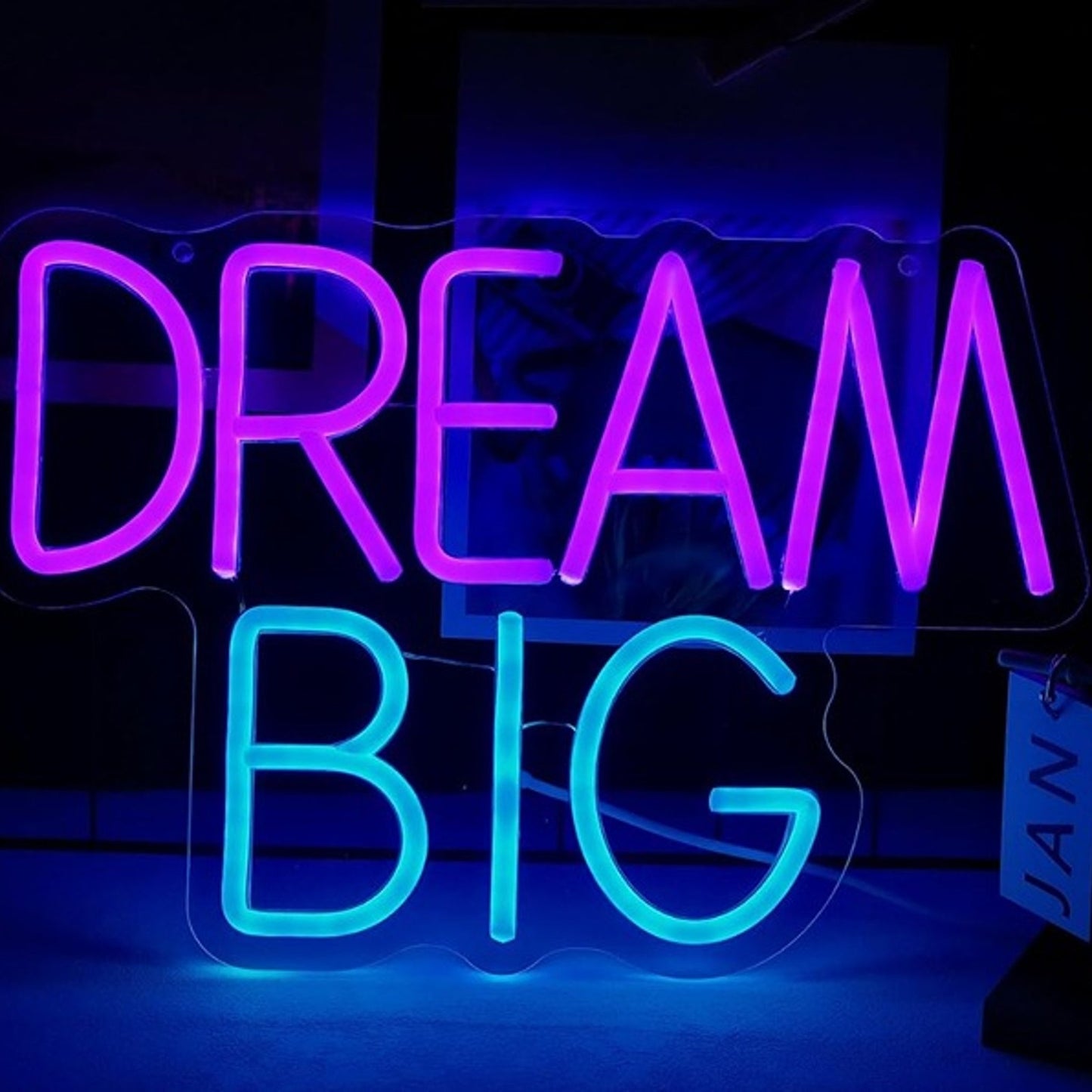 Positive Bright Purple / Blue “Dream Big” Night Light Room Wall Motivation Decor