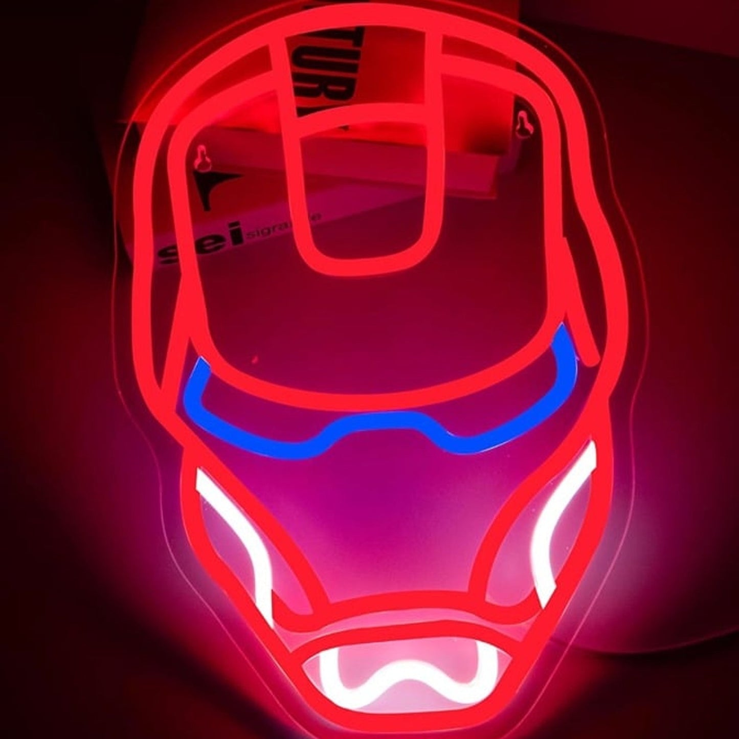 Vivid Fun Bright Red Iron Man Helmet LED Night Light Super Hero Marvel Decor