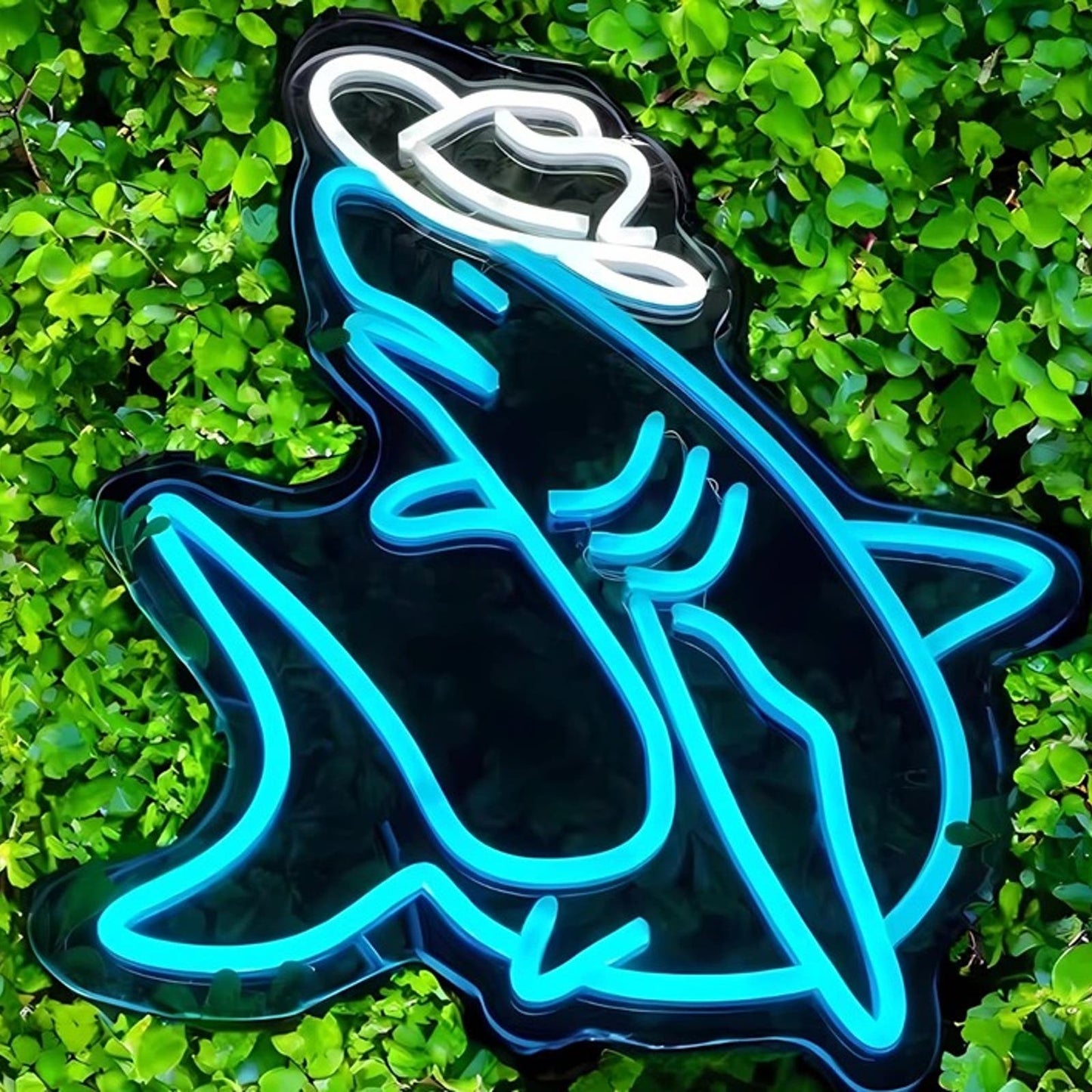 Fun Bright Shark in Cowboy Hat LED Night Light Room Wall Decoration