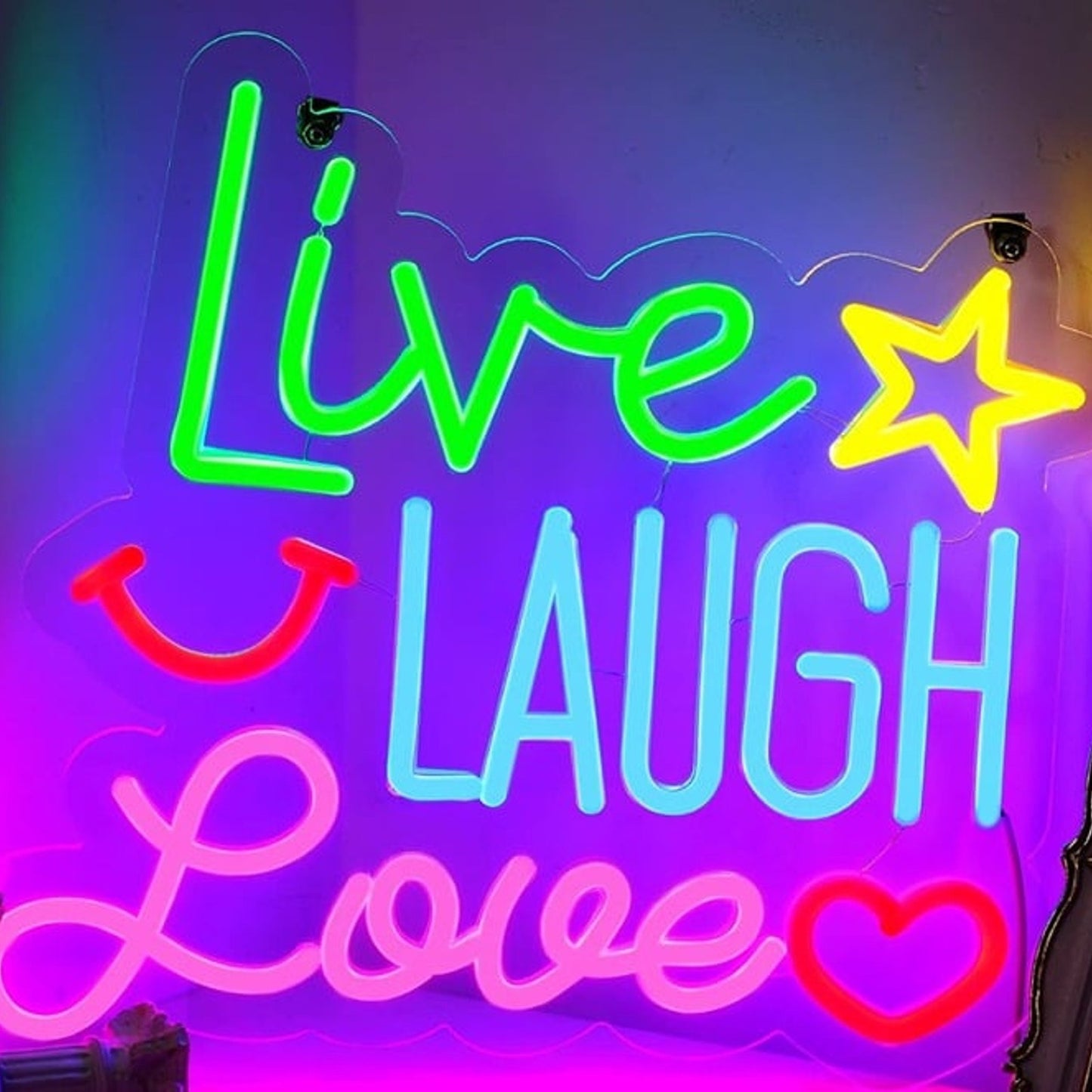 Lovely Colorful Bright Live Laugh Love Heart LED Night Light Room Wall Decor