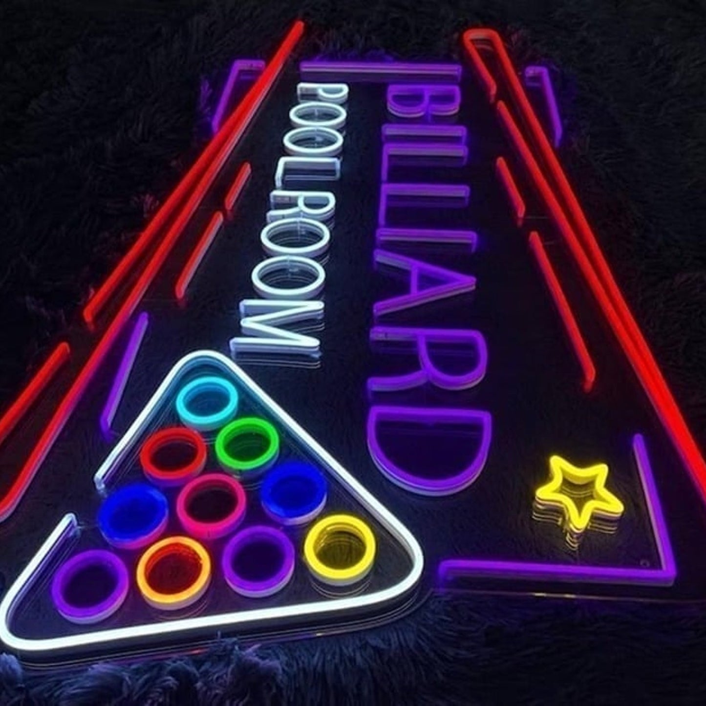 Fun Bright Large Colorful Billiard Room LED Night Light Pool Game Room Decor