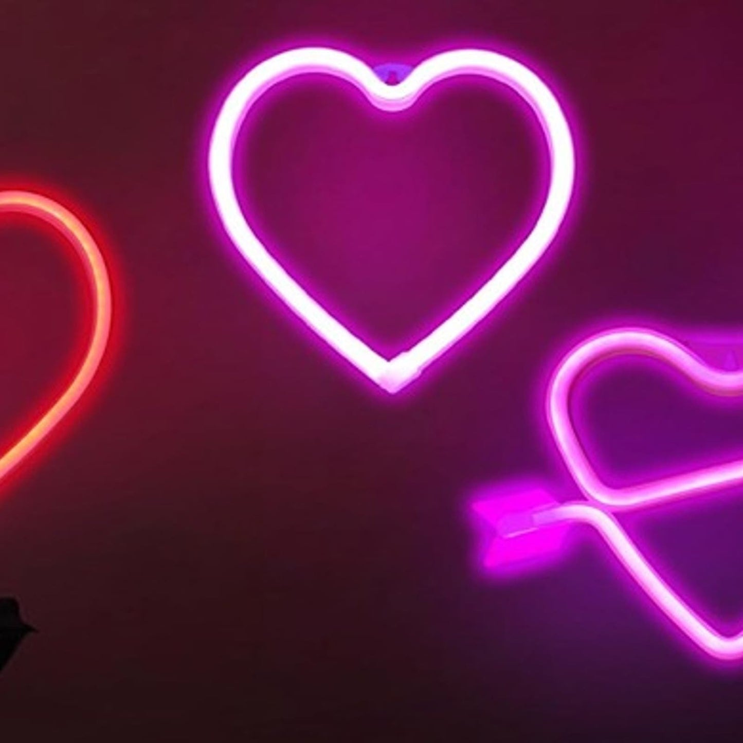 Lovely Bright Triple Heart Love Bundle LED Night Light Room Wall Decoration