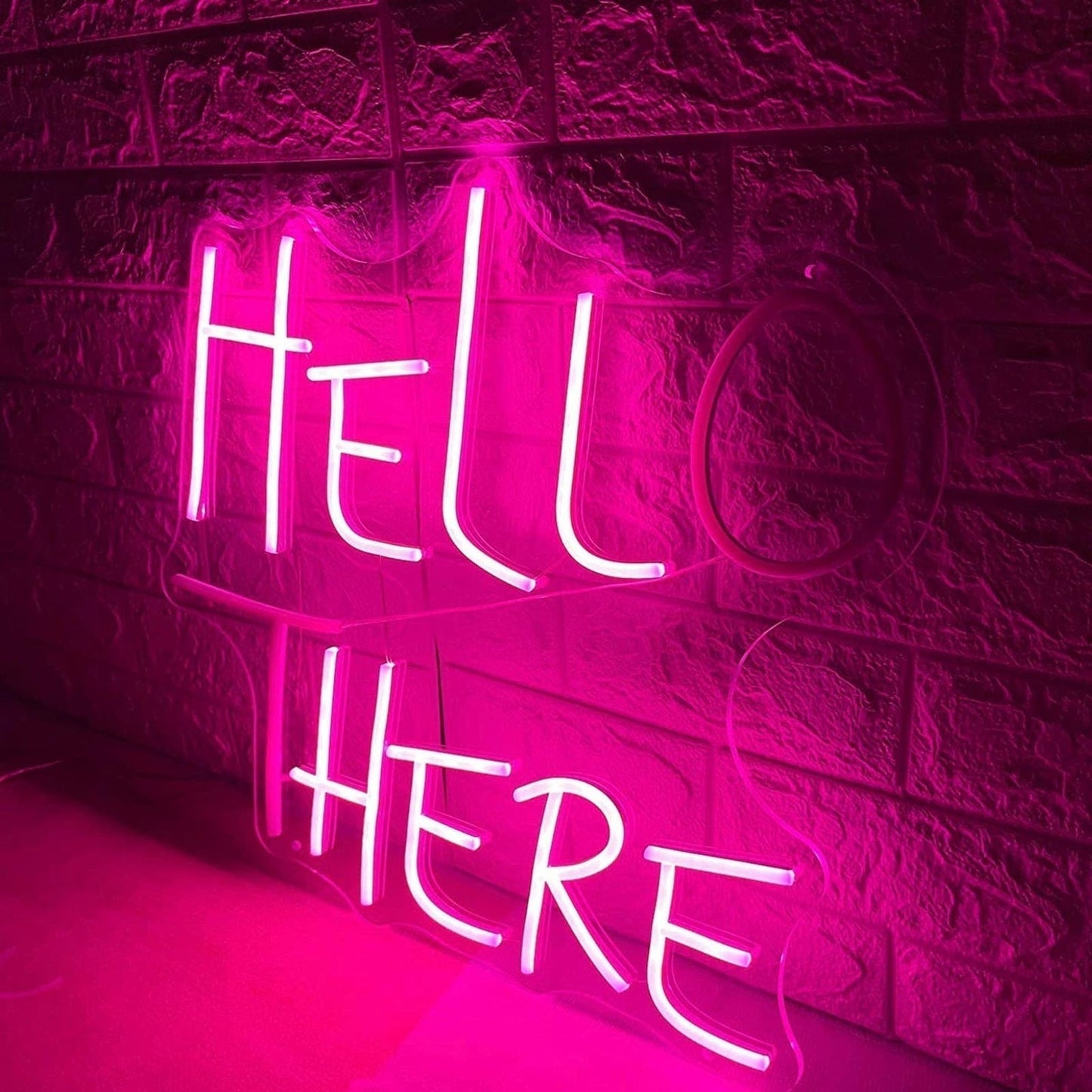 Funny Bright Vivid Pink Hello There / Hell Here LED Night Light Room Wall Decora