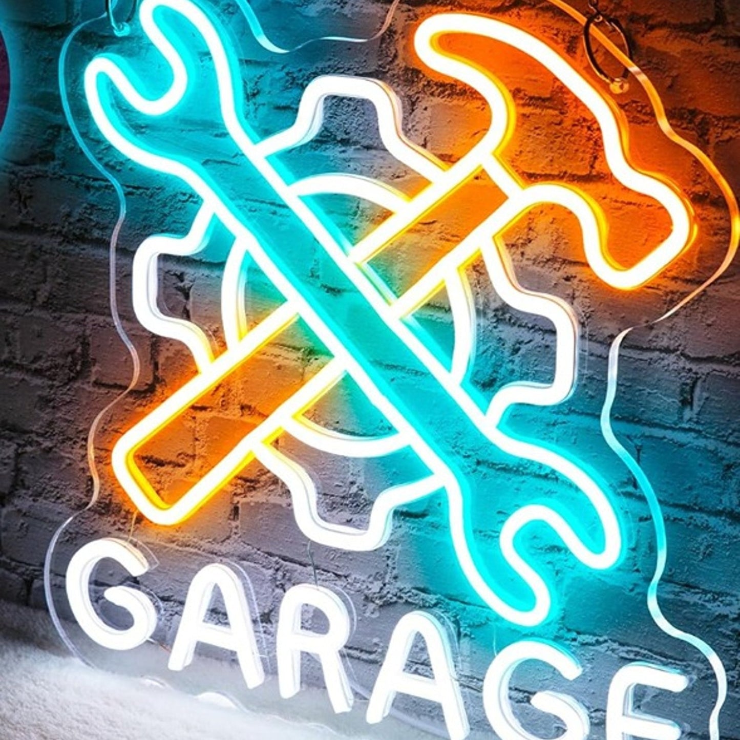 Bright Hammer / Wrench Garage LED Night Light Room Wall Mechanic Shop Decor