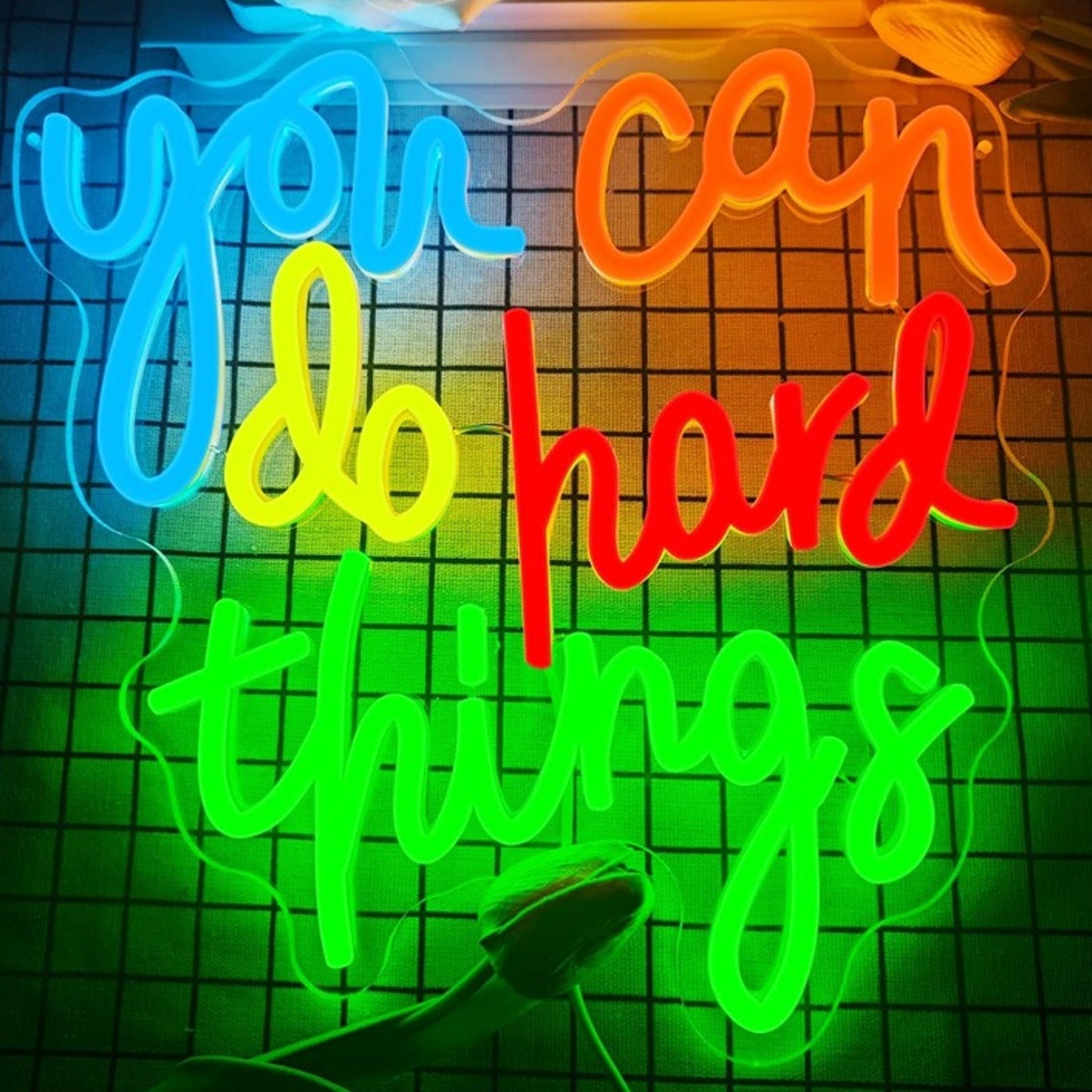 Lovely Bright Colorful “You Can Do Hard Things” LED Night Light Room Wall Decor