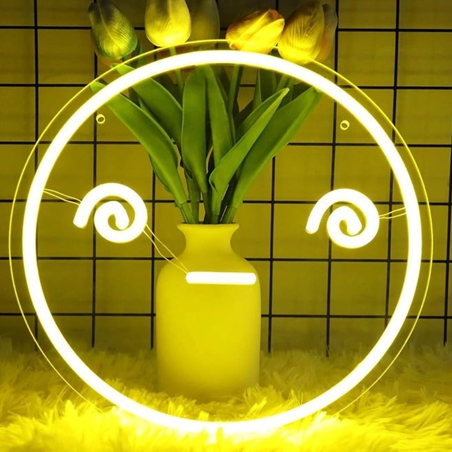 Fun Vivid Bright Confused Smiley Face LED Night Light Room Wall Decor