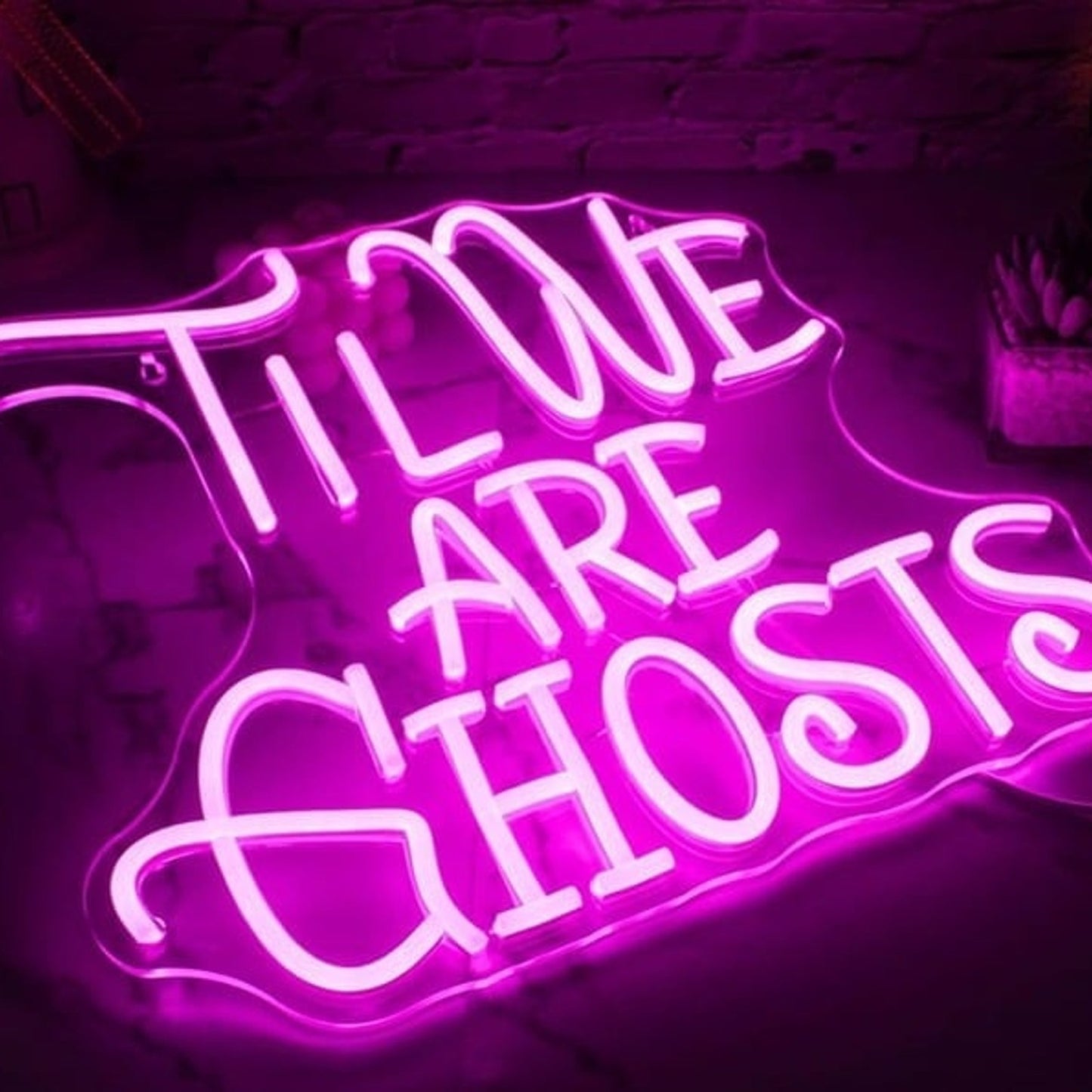 Vivid Bright Spooky Pink “Til We Are Ghost” LED Night Light Halloween Decoration