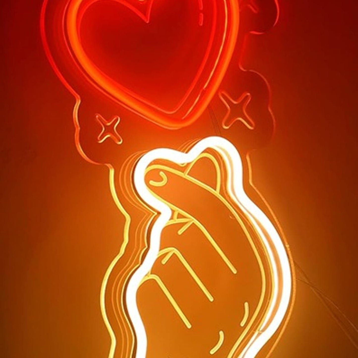 Lovely Bright Warm Red Korean Love Hand Heart LED Night Light Room Wall Decor