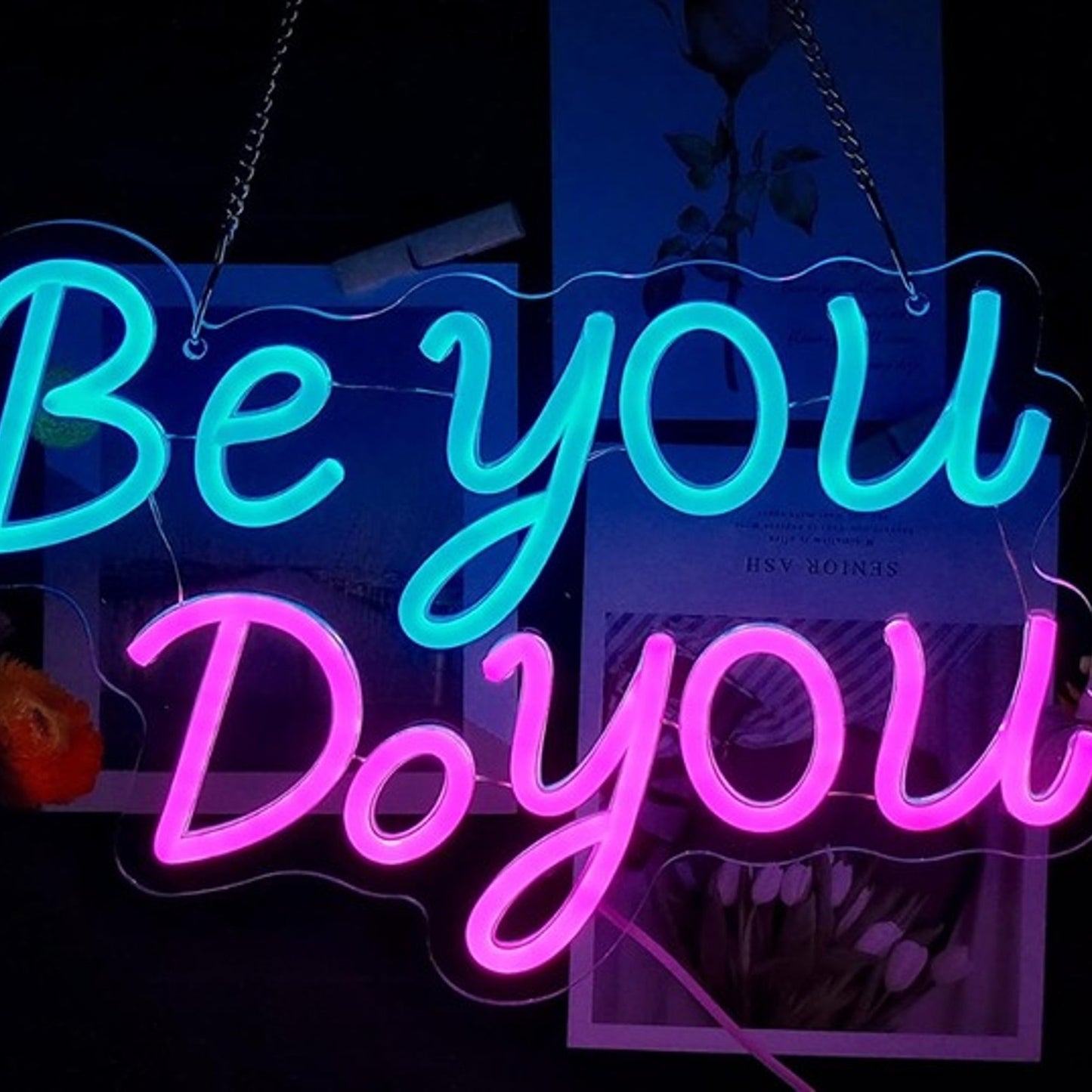 Lovely Bright Pink / Blue “Be You, Do You” LED Night Light Room Wall Decoration