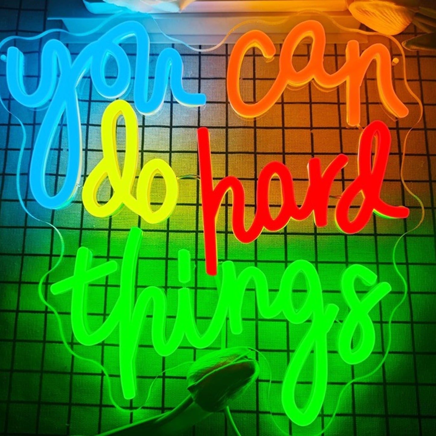 Lovely Bright Rainbow “You Can Do Hard Things” LED Night Light Room Wall Decor