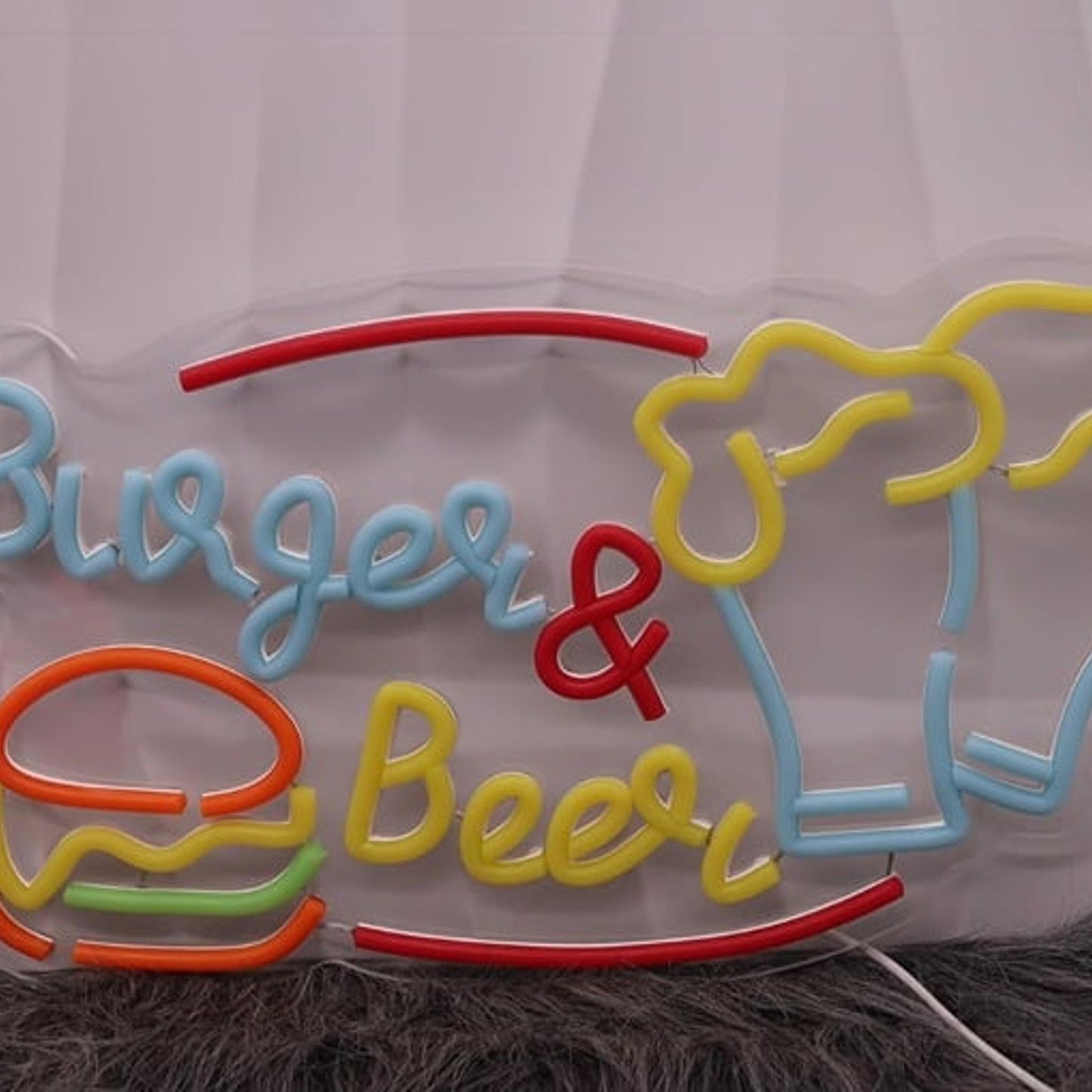 Vivid Bright “Burgers & Beer” LED Light Bar Party Celebration Decoration
