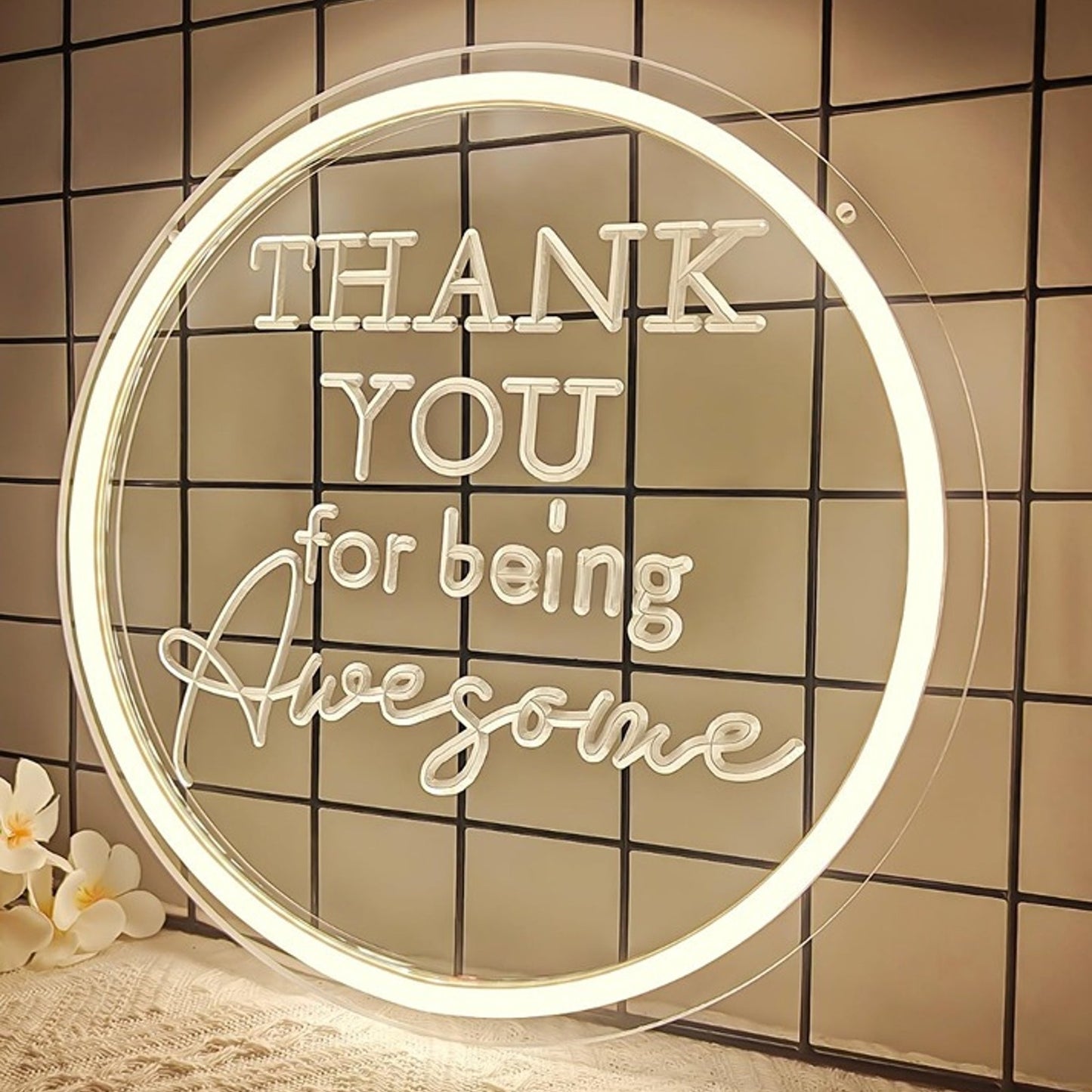 Lovely Bright White “Thank you for Being Awesome” Night Light Room Wall Decor