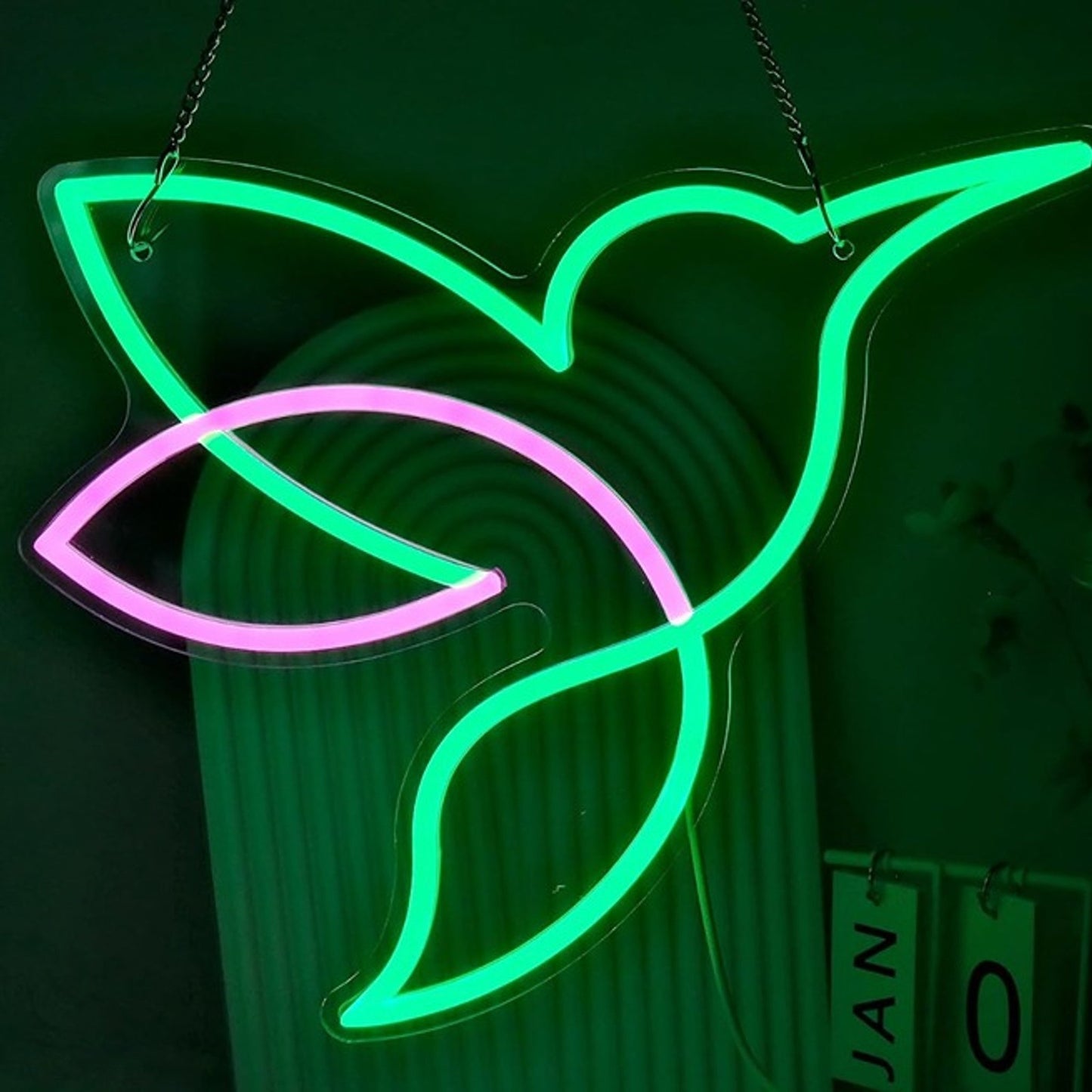 Lovely Bright Pink / Green Humming Bird LED Night Light Room Wall Decoration
