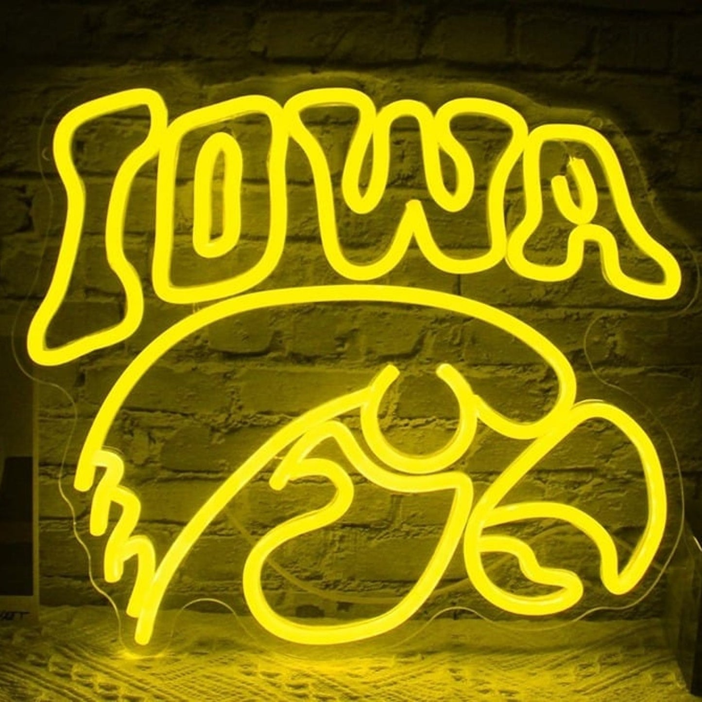 Vivid Bright Yellow Iowa Hawkeyes LED Night Light Room Wall Decoration