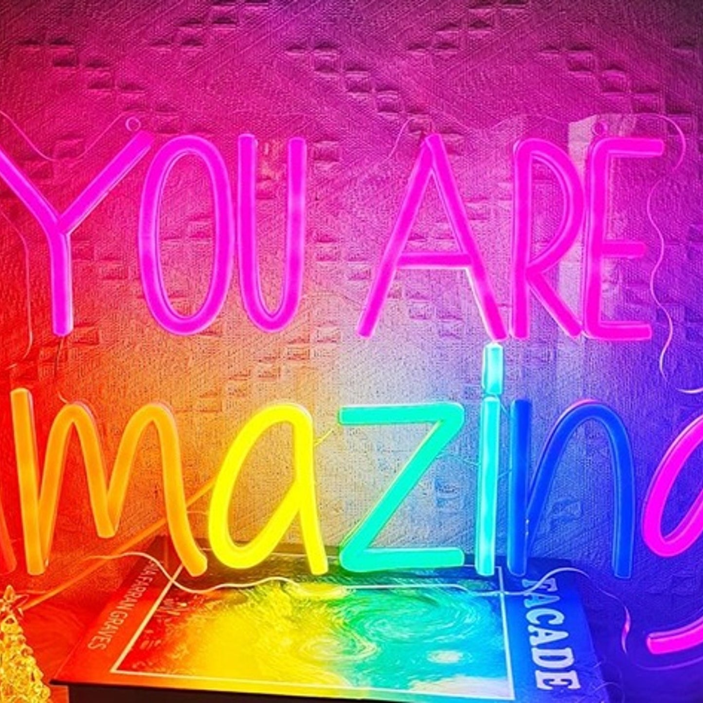 Lovely Bright Rainbow “You Are Amazing” LED Night Light Room Wall Decoration