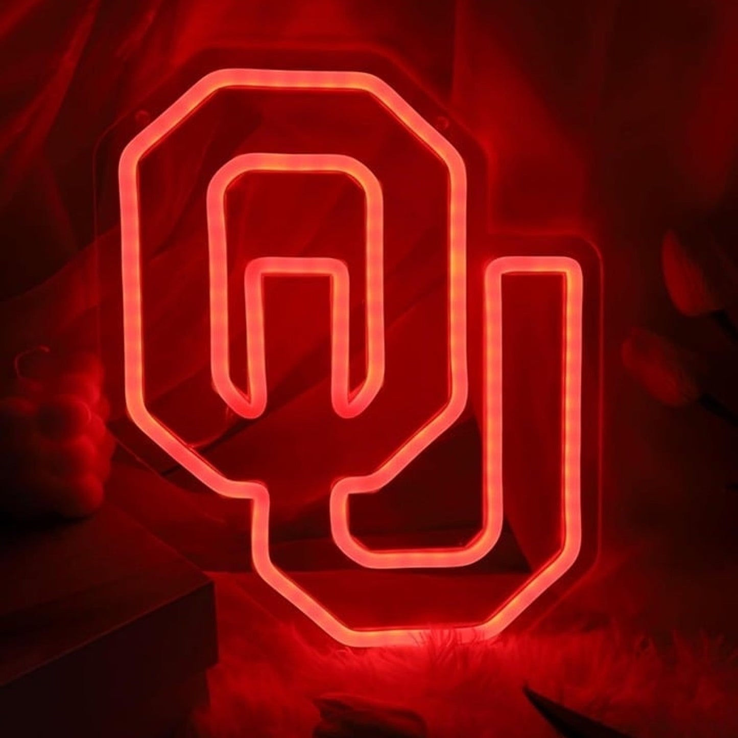 Vivid Bright Red OU Oklahoma University Football LED Light University Room Wall