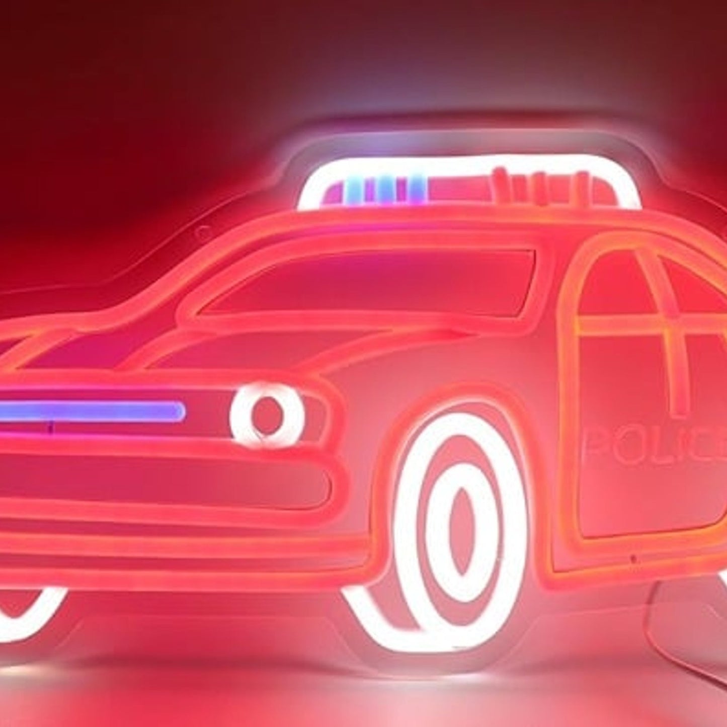 Vivid Bright Red Challenger Police Car LED Night Light Room Wall Decoration
