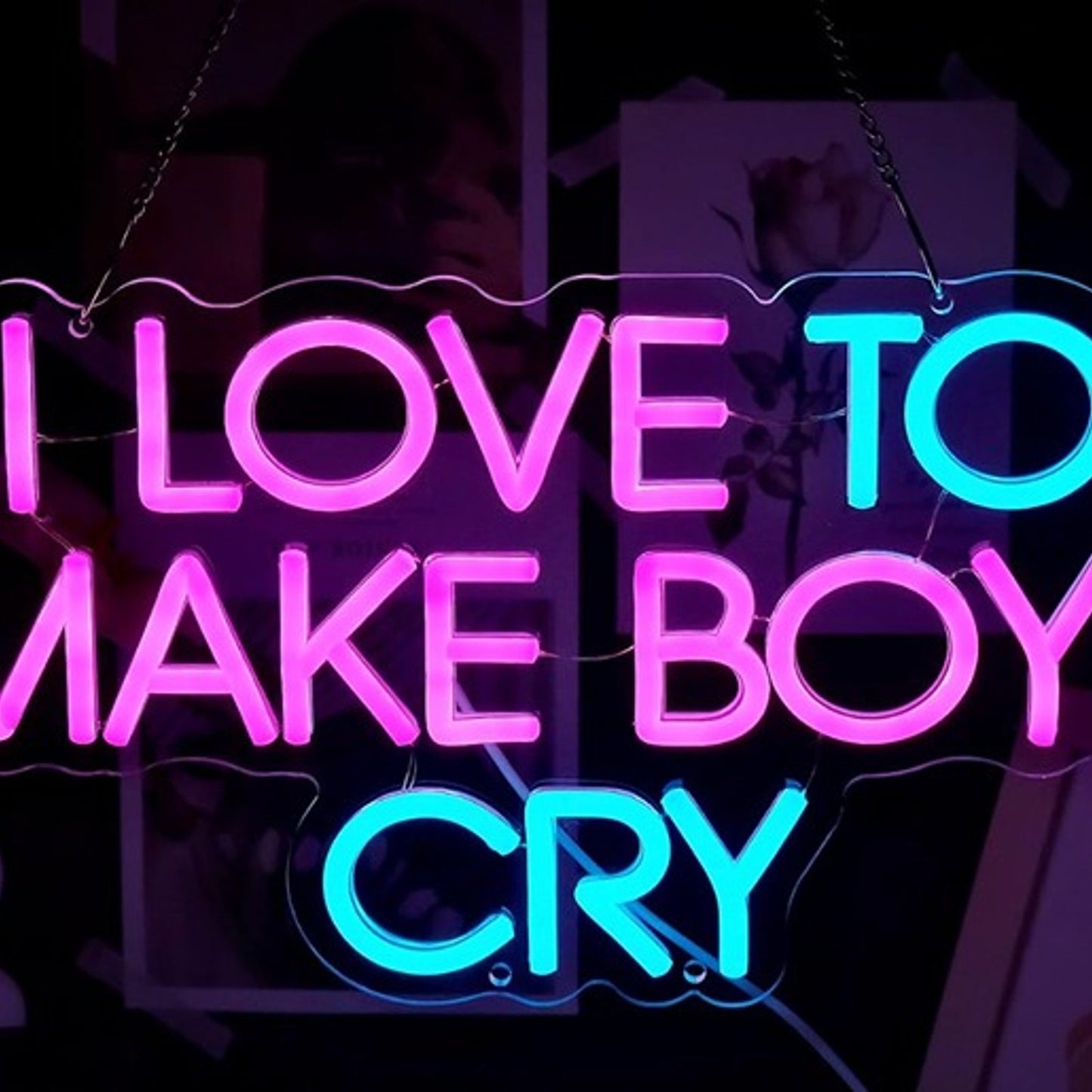 Fun Bright “I Love to Make Boys Cry” LED Night Light Room Wall Decoration