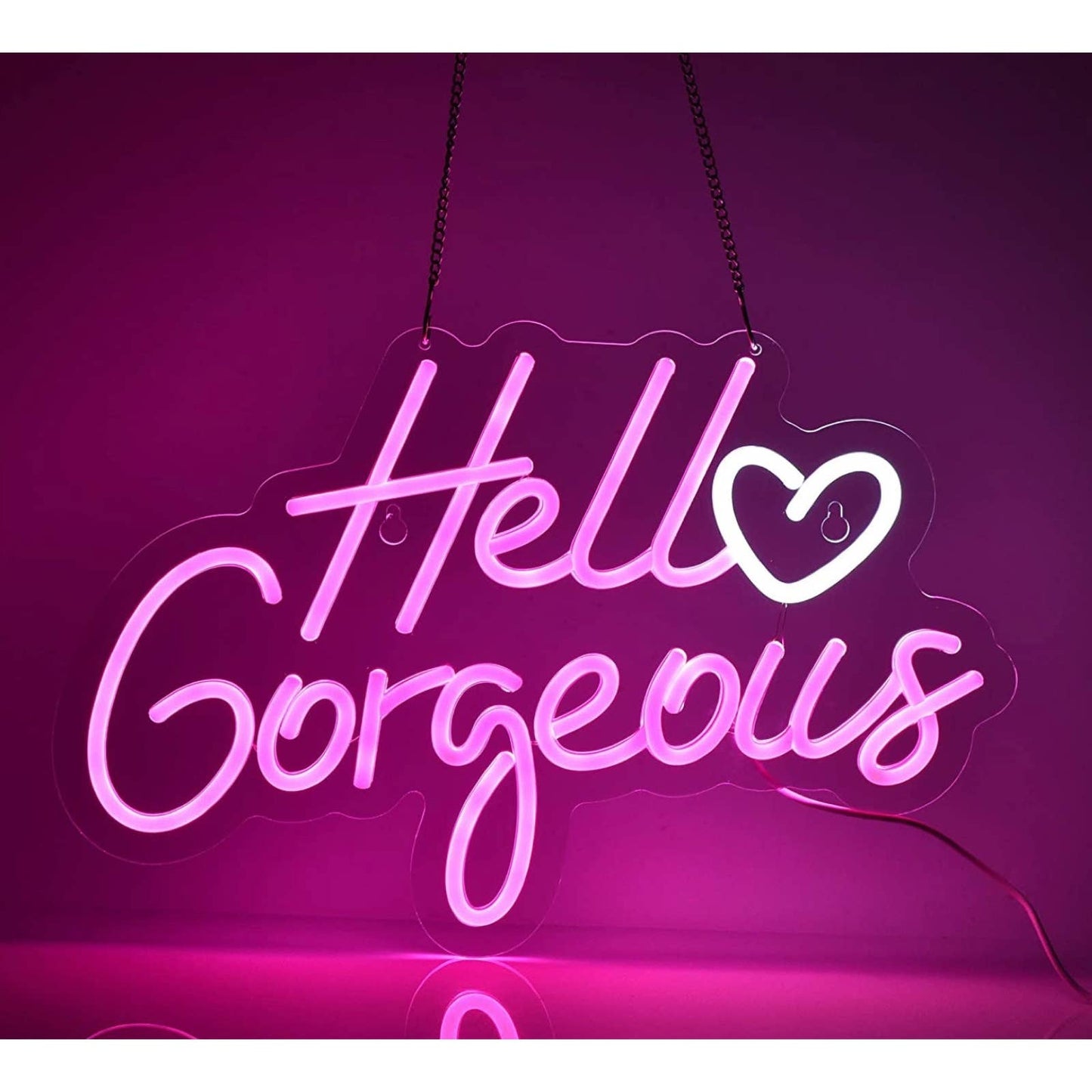Adorable Bright Pink Hello Heart Gorgeous LED Love Night Light Room Wall Decor
