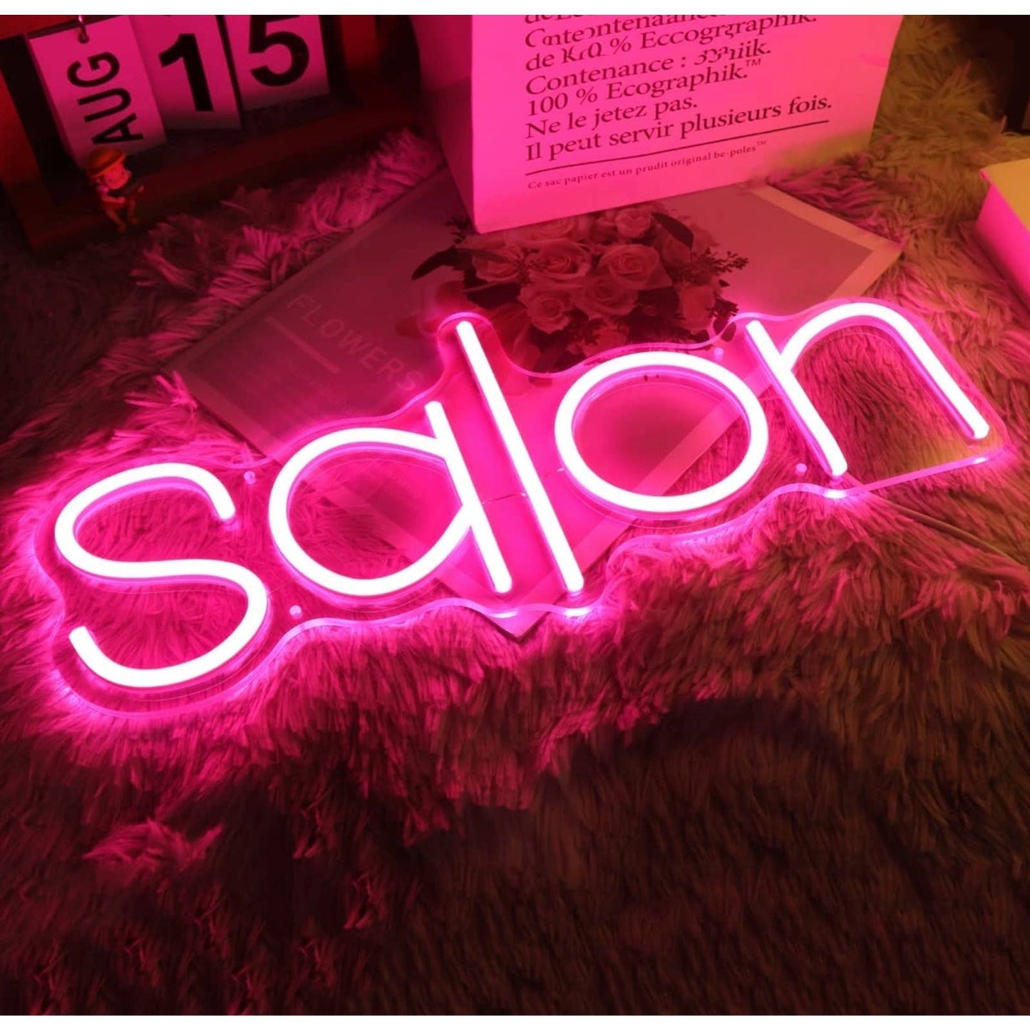 Lovely Bright Hot Pink Salon LED Light Business Spa Sign Wall Decor