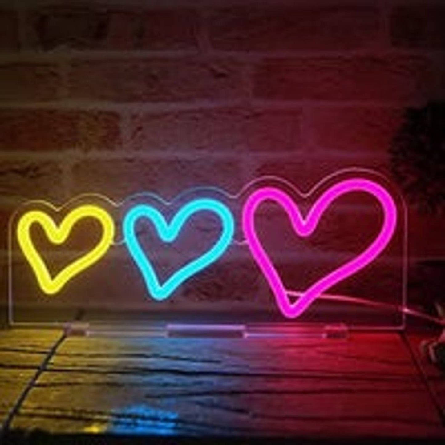 Lovely Bright Color 3 Hearts LED Night Light Room Wall Decoration