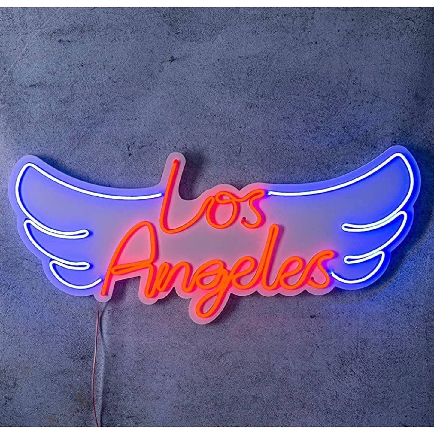 Fun Bright Vivid Red / Blue Los Angeles Angel Wings LED Light Room Wall Decorati
