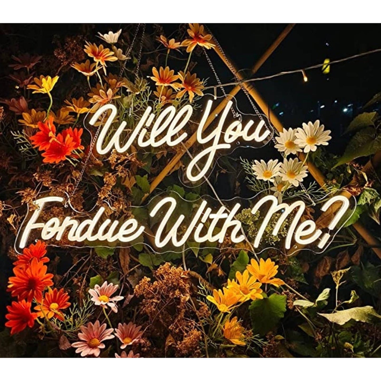 Lovely Warm Bright “Will You Fondue With Me” LED Night Light Room Wall Decoratio