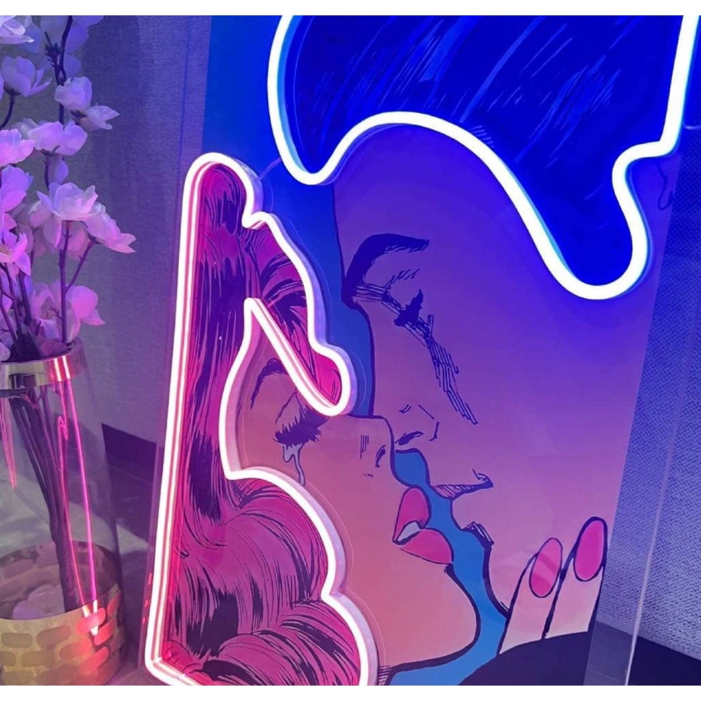 Romantic Bright Pink / Blue Gone With the Wind LED Night Light Room Wall Art Dec