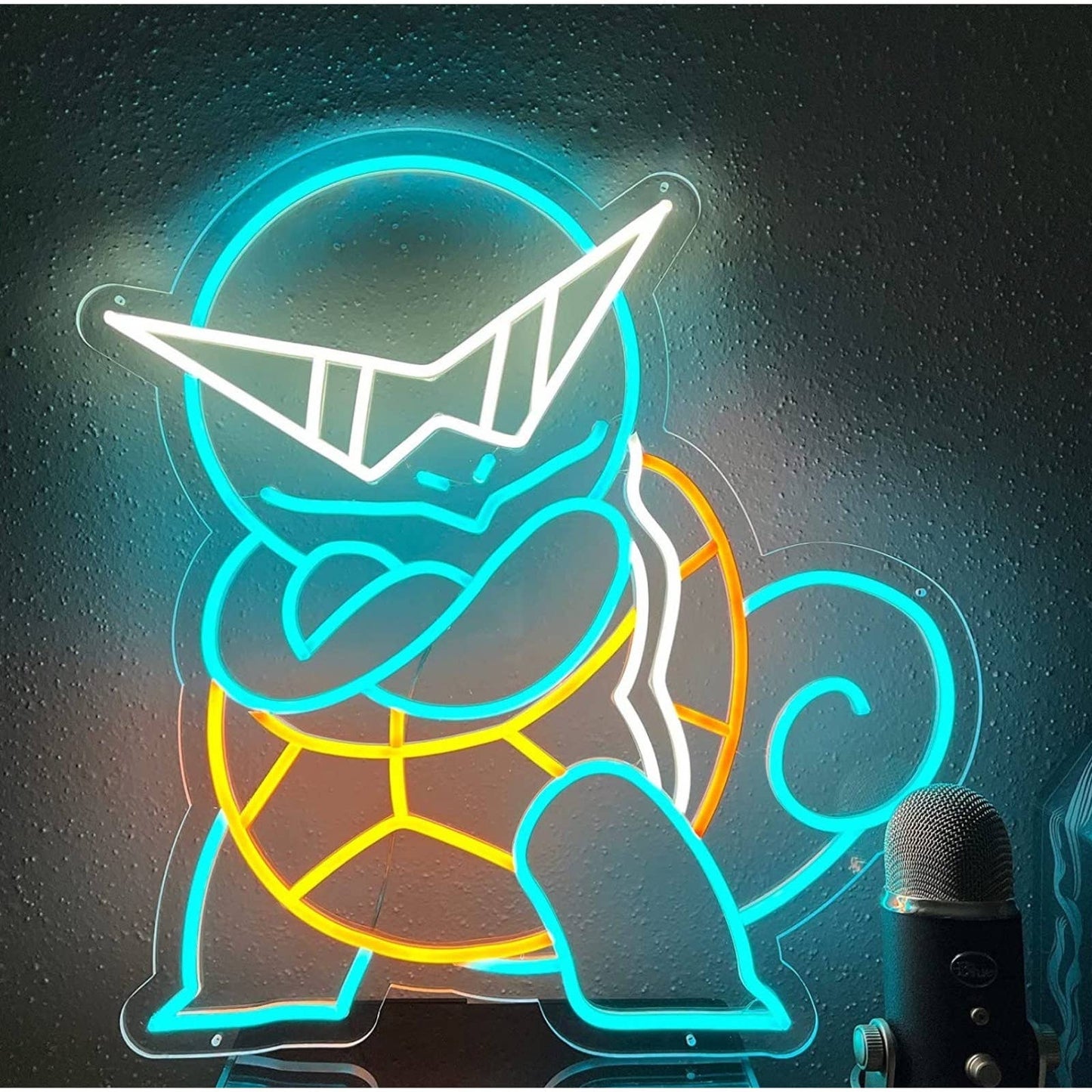 Fun Bright Blue Cool Squirtle w/ Sunglasses LED Light Pokemon Room Wall Decor