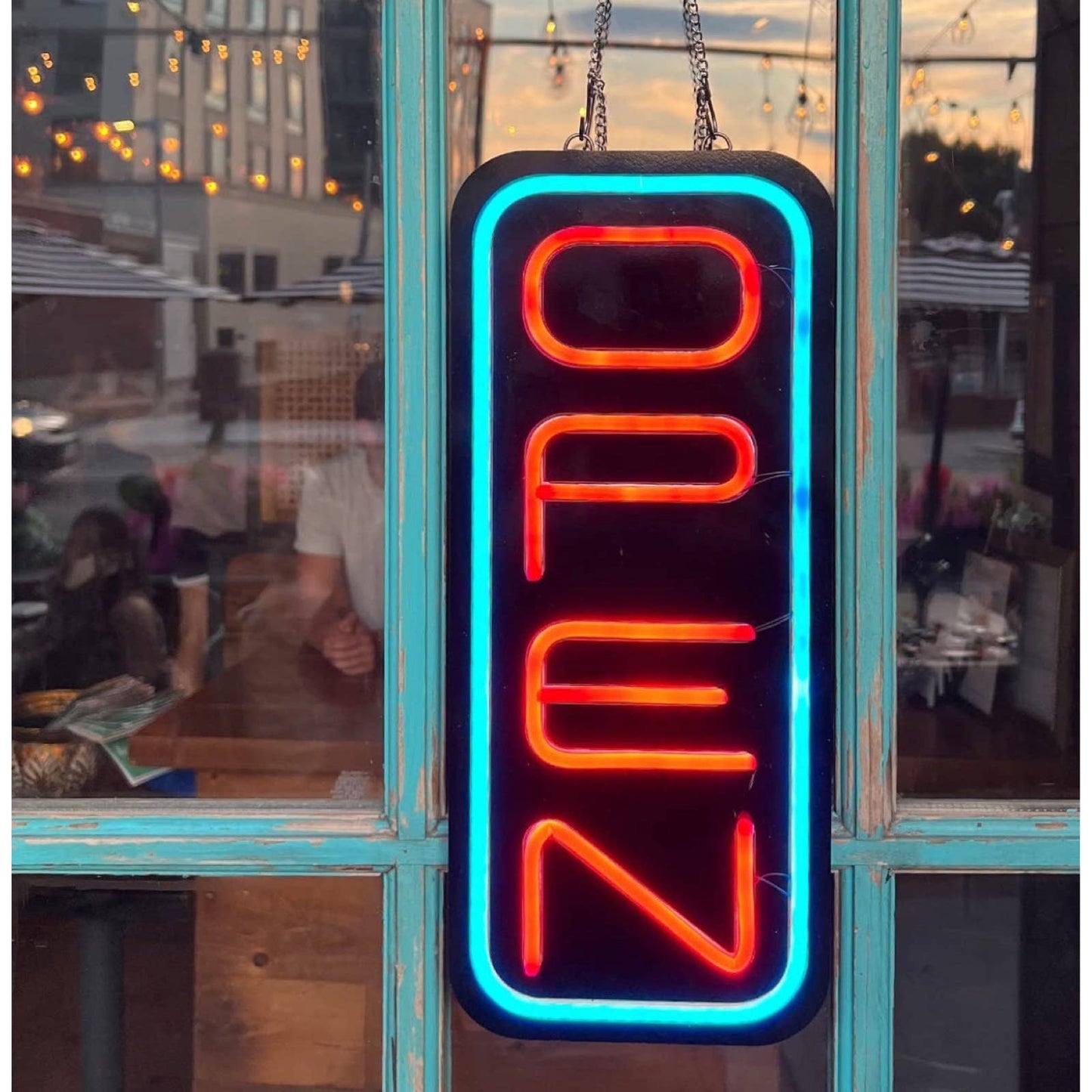 Bright Blue / Red Vertical OPEN LED Night Light Business Store Sign