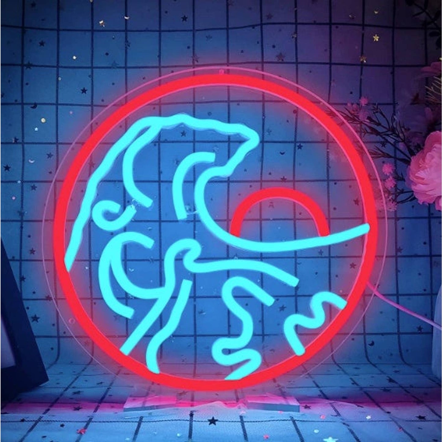 Lovely Bright Red Sun Ocean Wave LED Night Light Room Wall Art Decoration