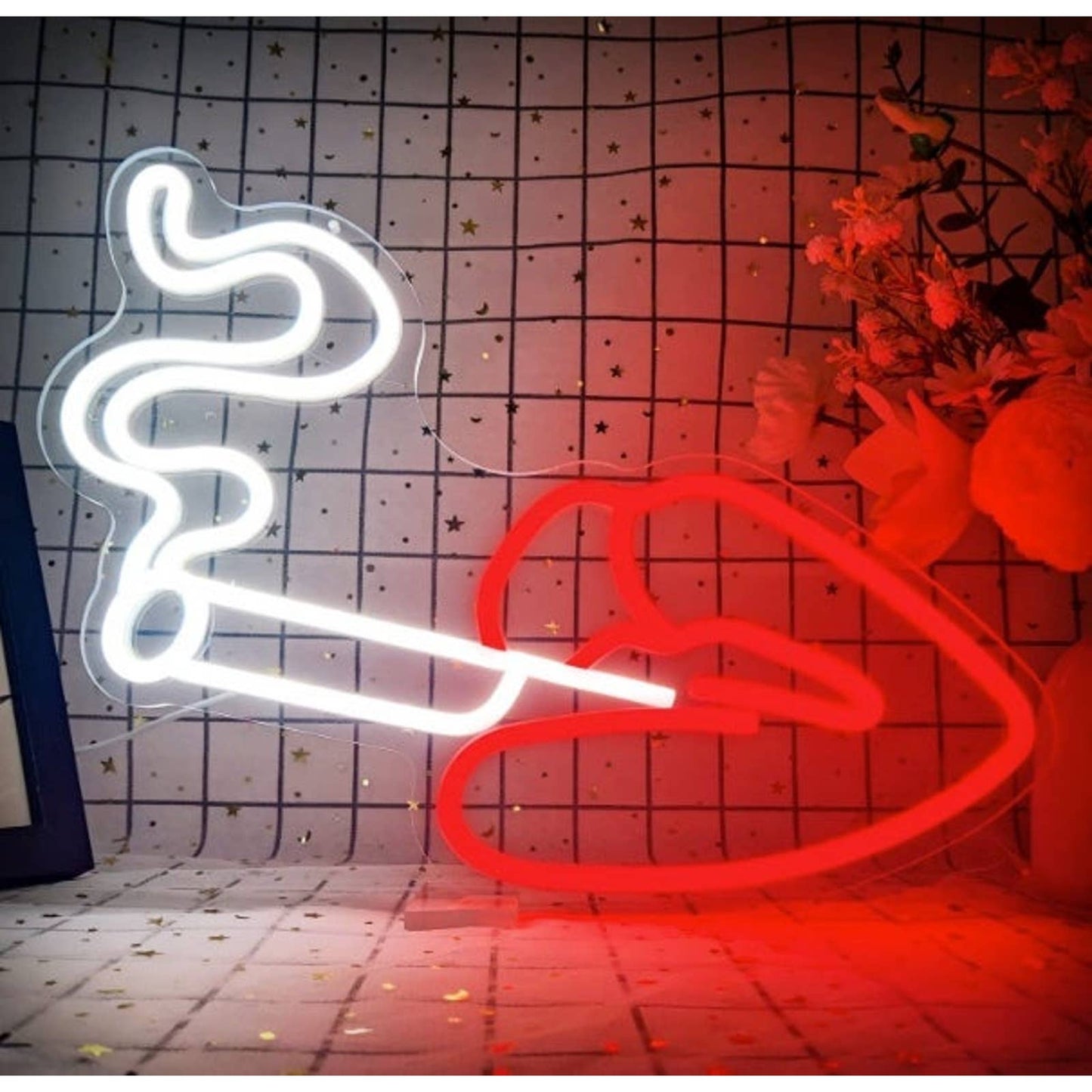 Lovely bright Red / White Smoking Lips LED Night Light Room Wall Decoration