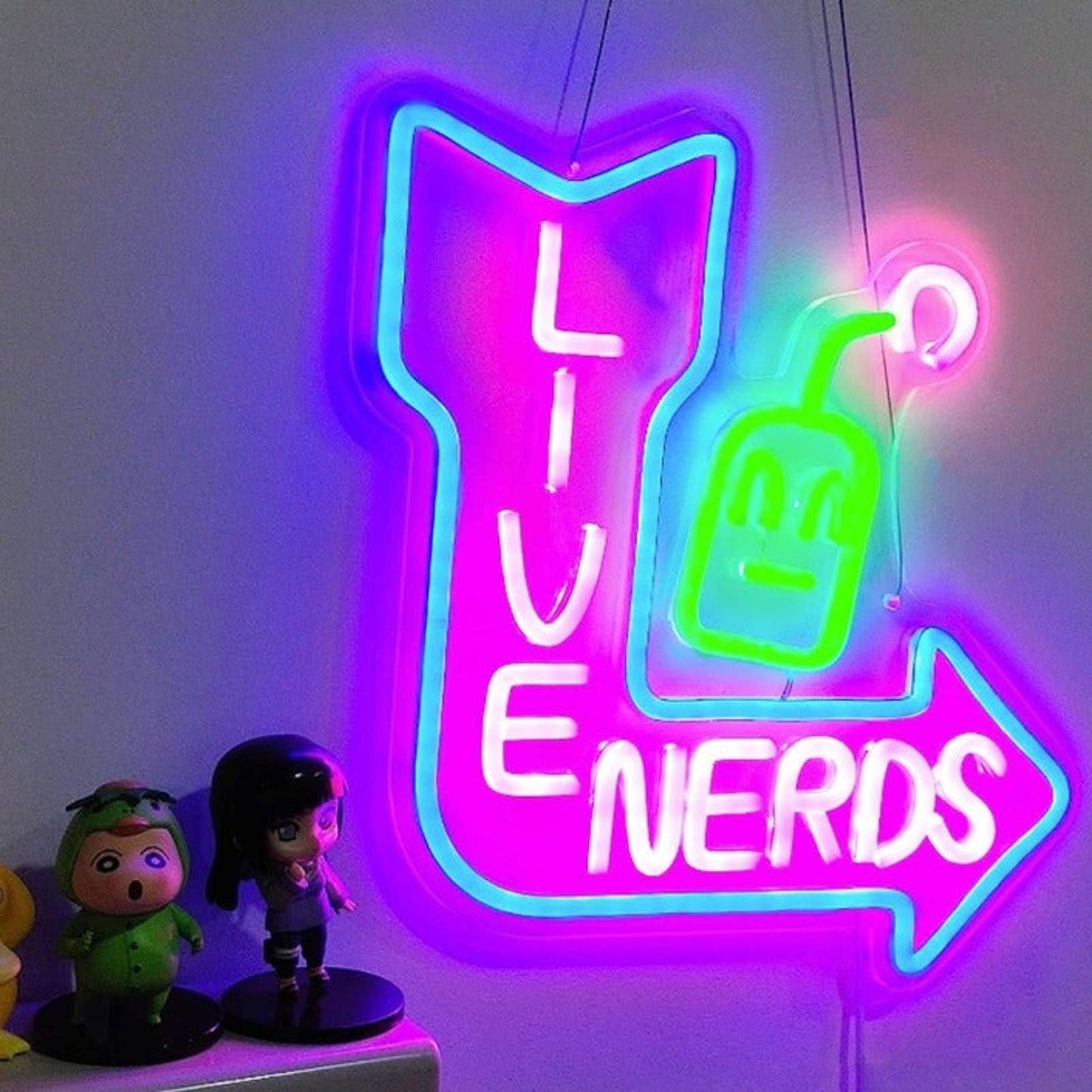 Fun Vivid Bright “Live Nerd” Robot Gamer Gaming LED Light Game Room Decor