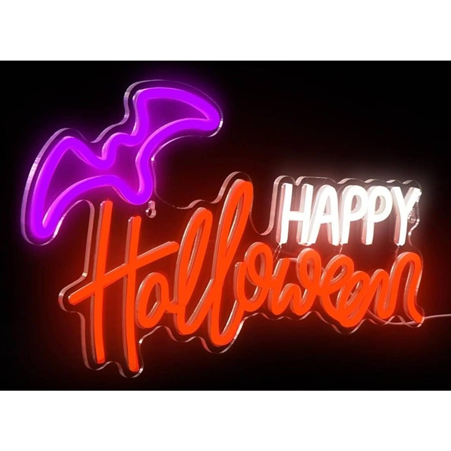 Vivid Bright Pink / White / Orange Happy Halloween Bat LED Night Light