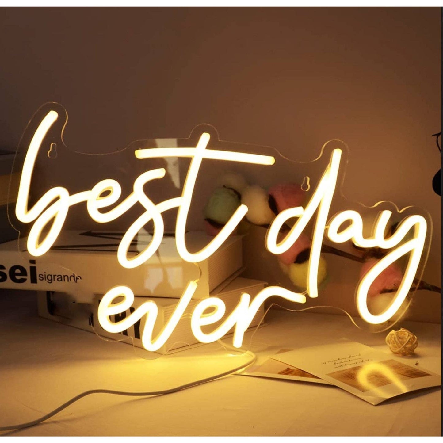 Lovely Warm Bright “Best Day Ever” LED Night Light Positive Happy Room Decor