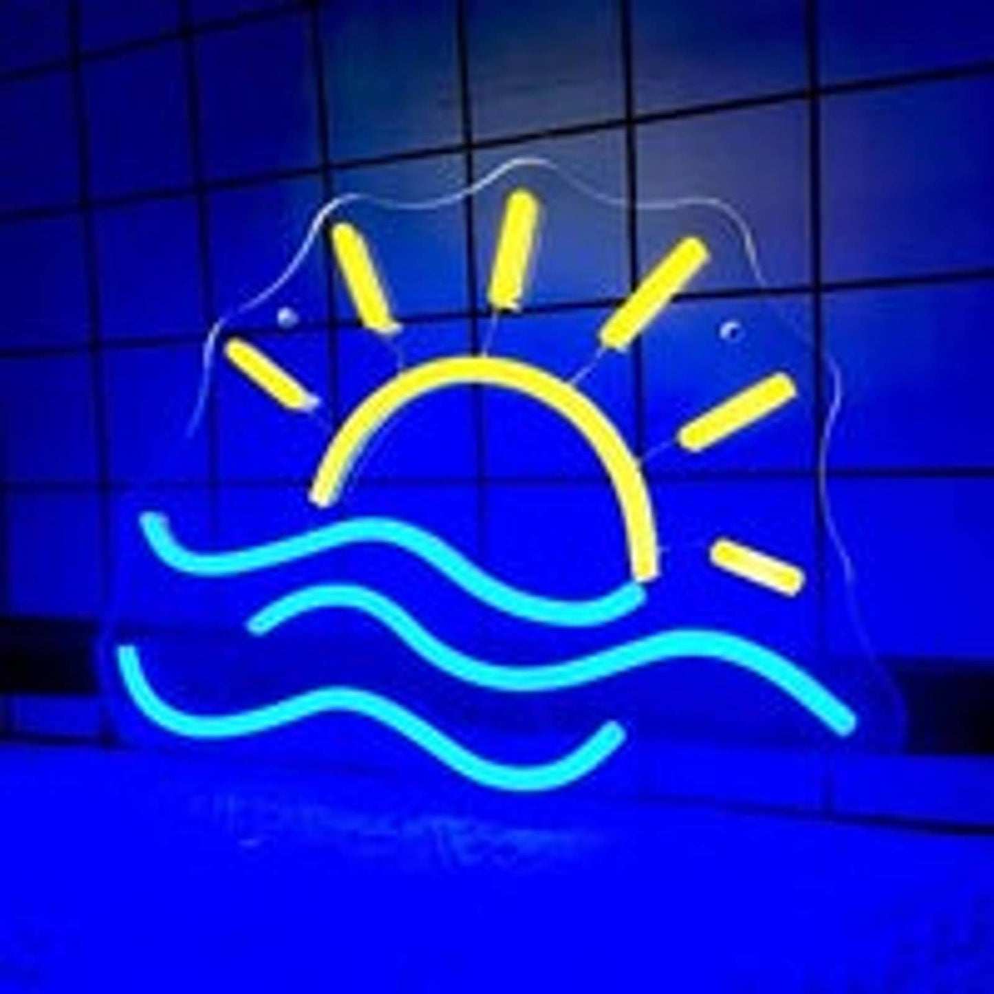 Lovely Bright Yellow Tropical Sunset over Water LED Night Light Room Wall Decora